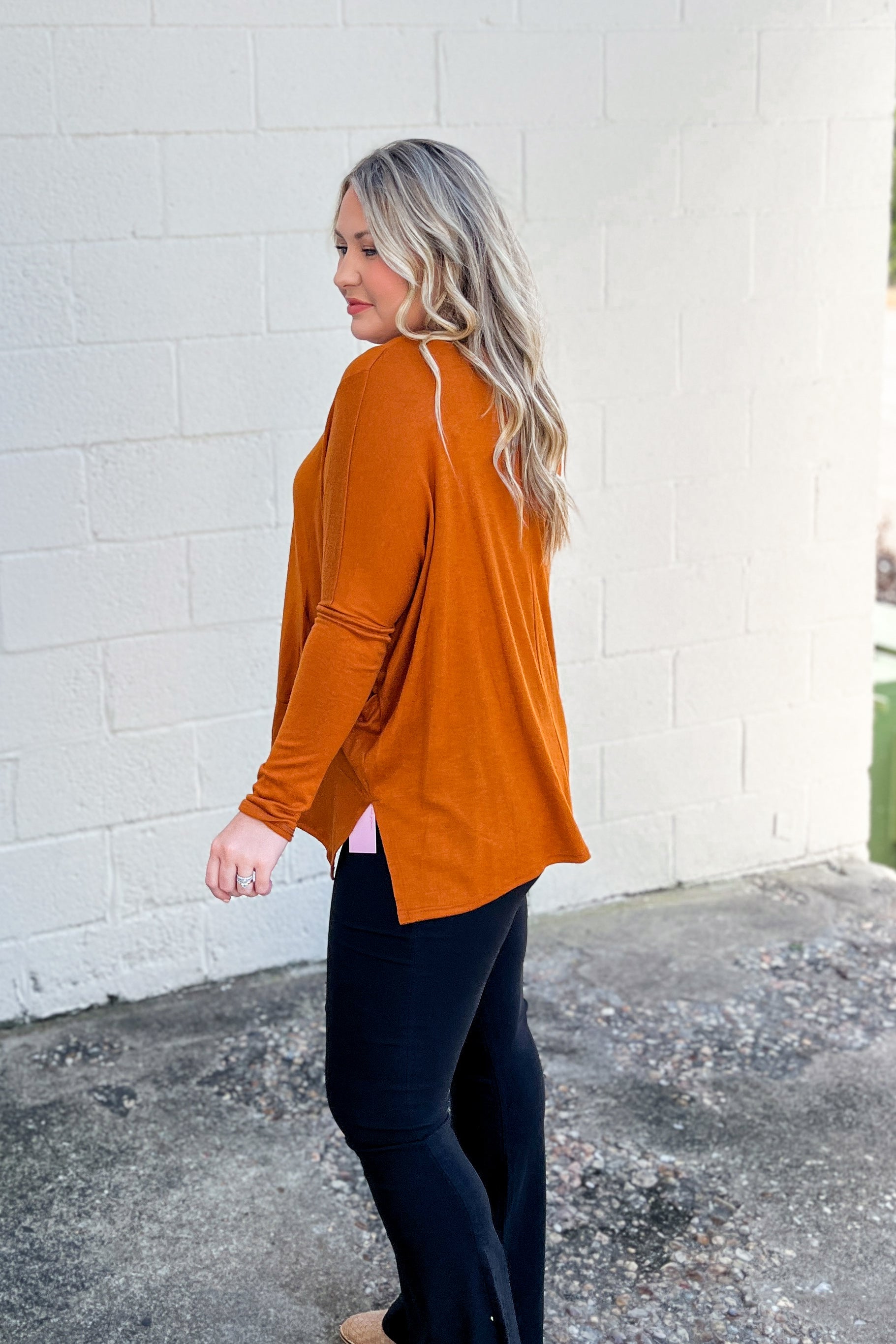 My Treat Tunic Pocket Top, Rust