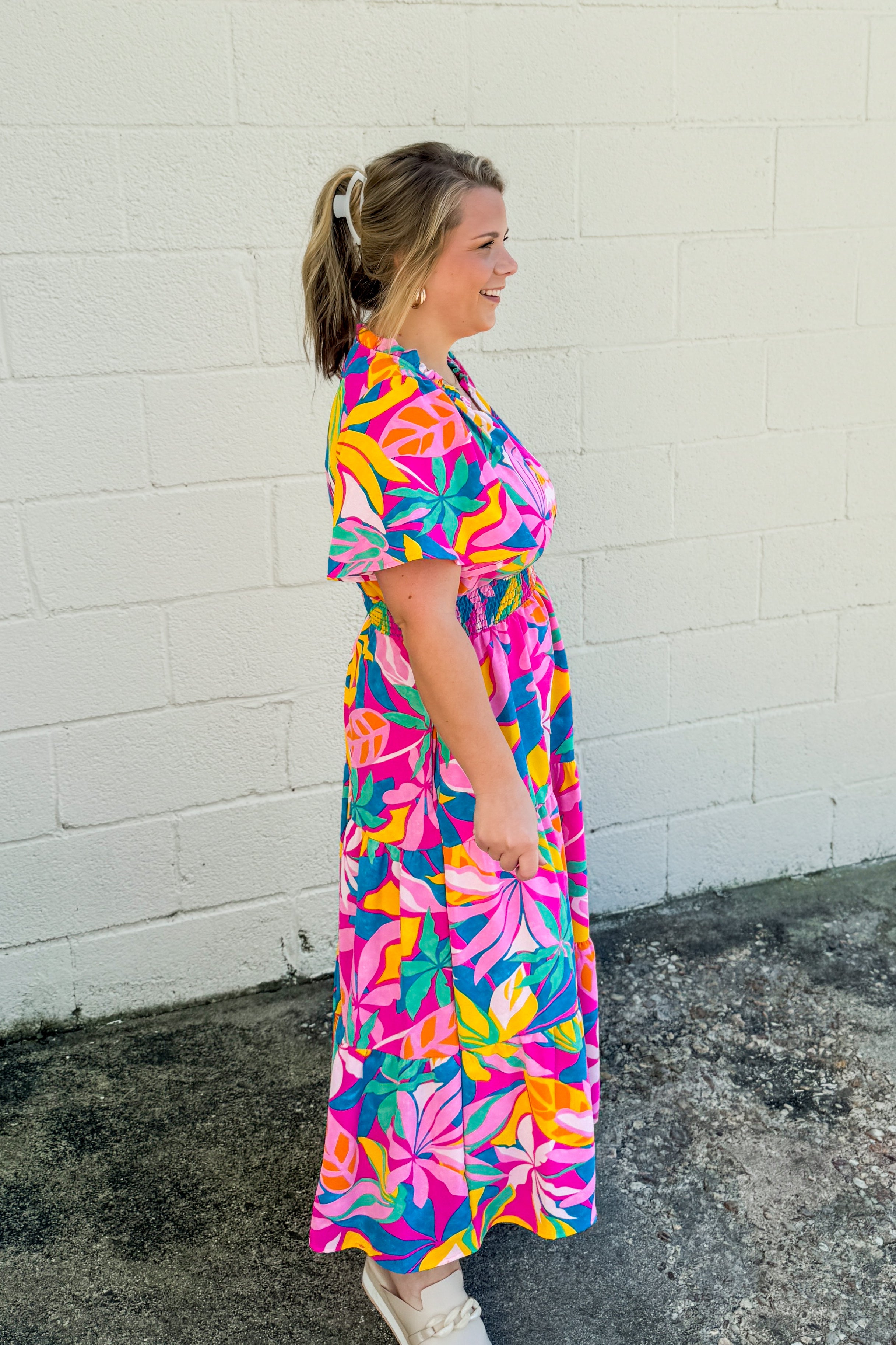 Coastal Glam Floral Midi Dress