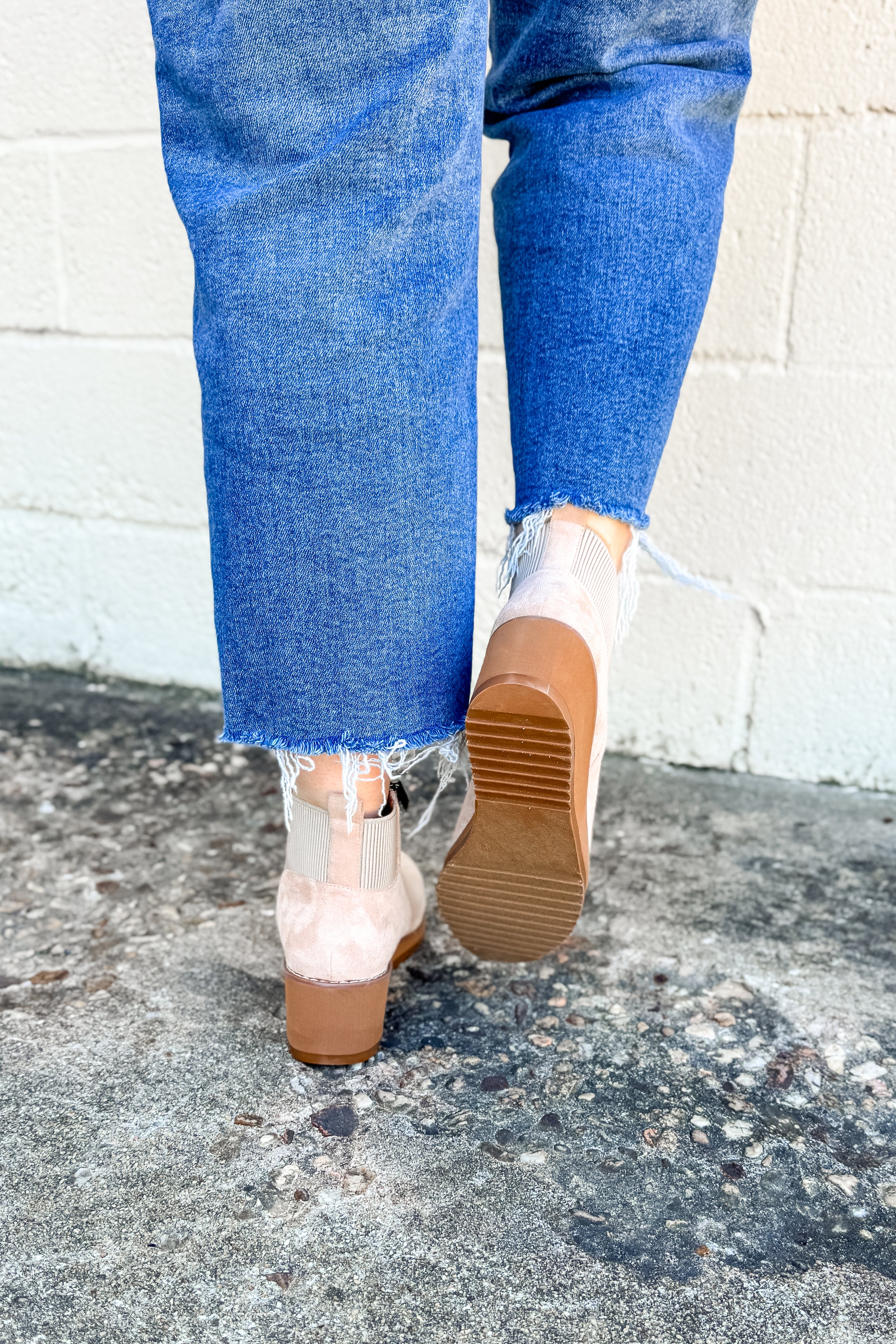 Corkys Apple Sauced Wedge Booties, Sand Faux Suede