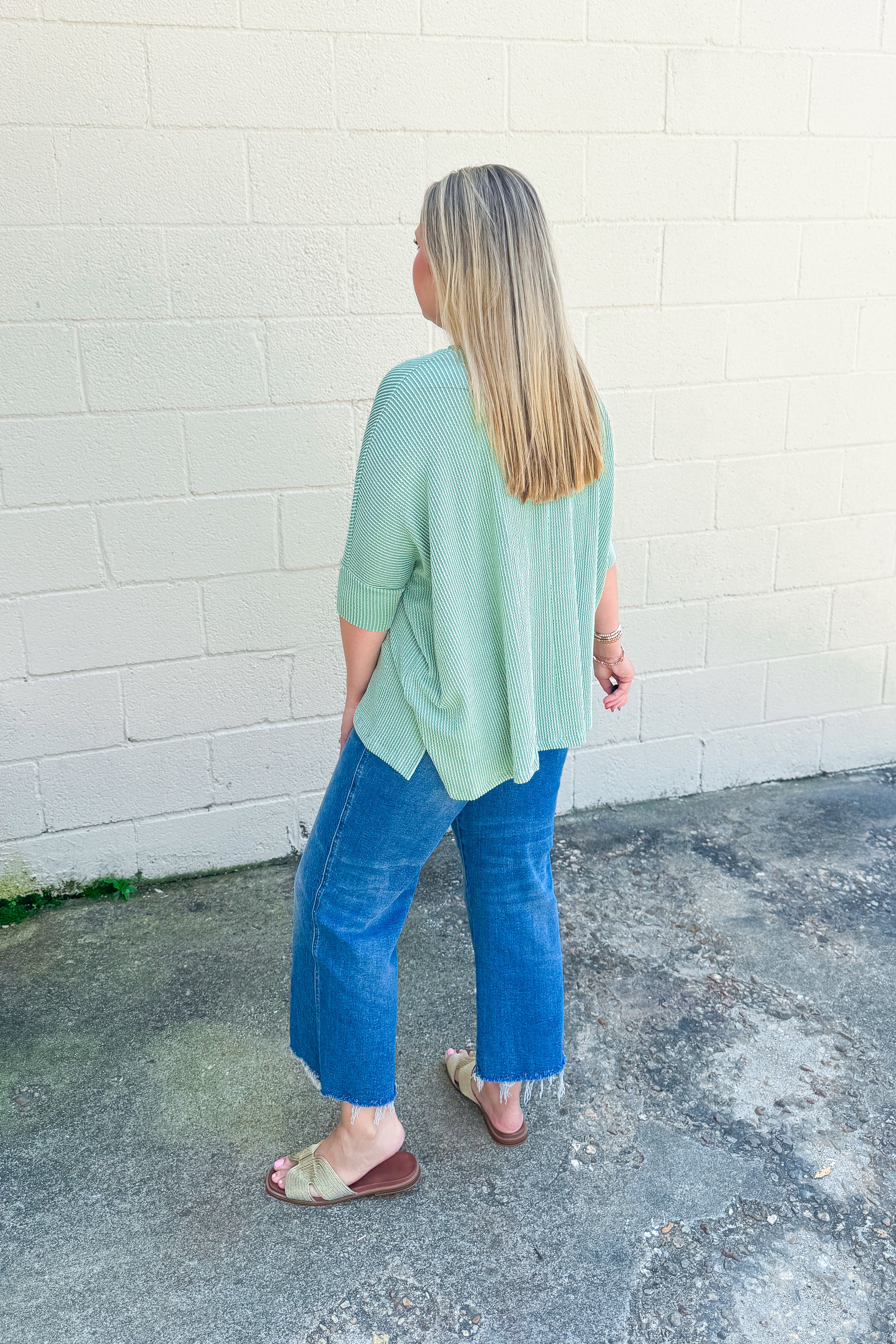 Tatum Ribbed Oversized Top, Sage