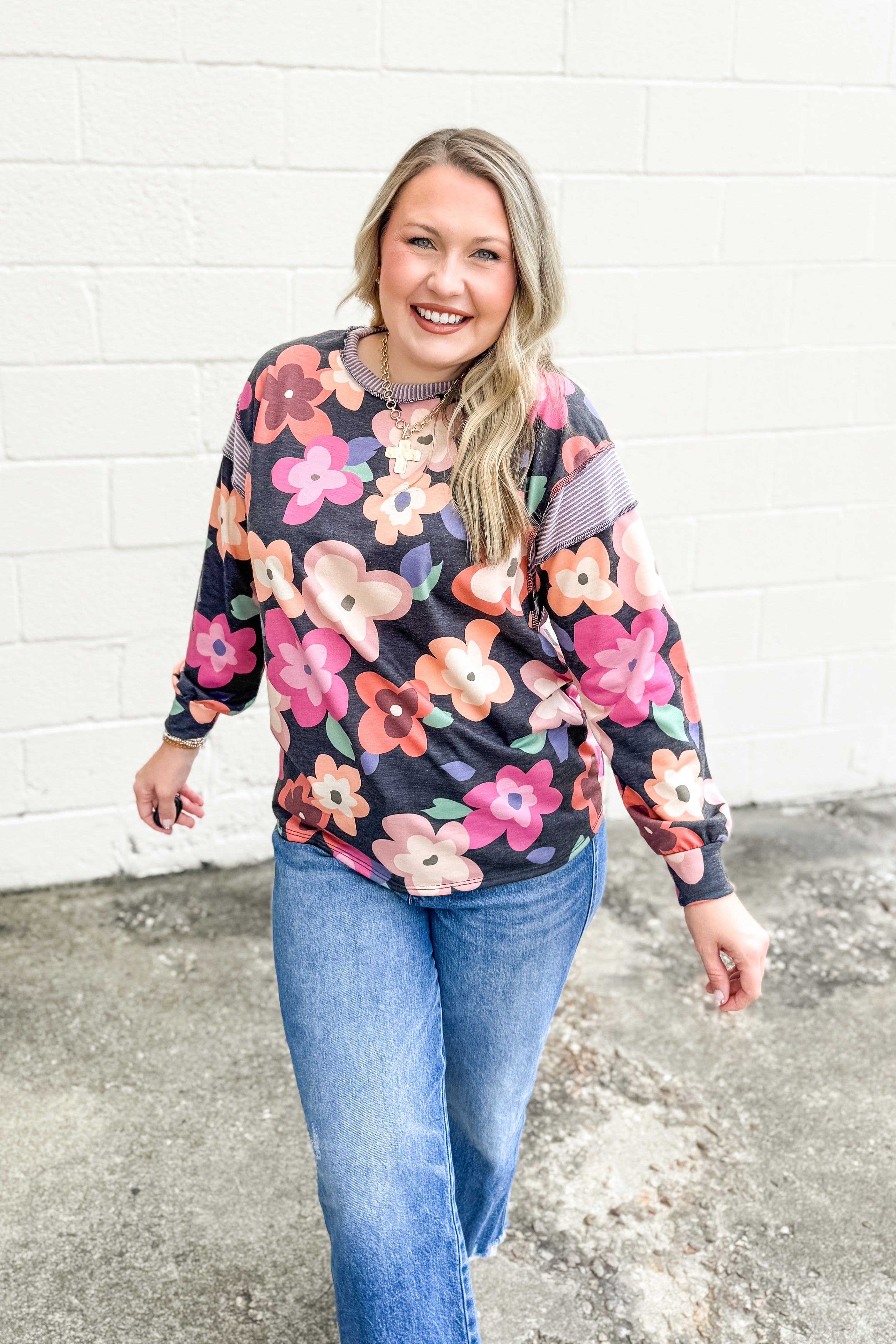 Midnight Garden Floral Pullover Top