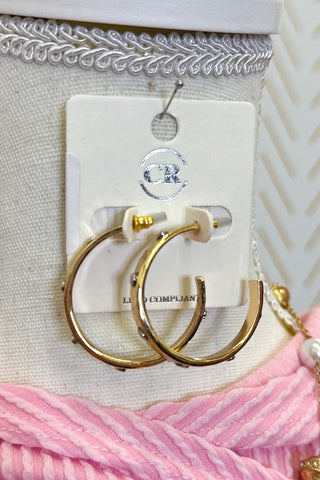 Studded Hammered Hoops, Gold/Rhodium