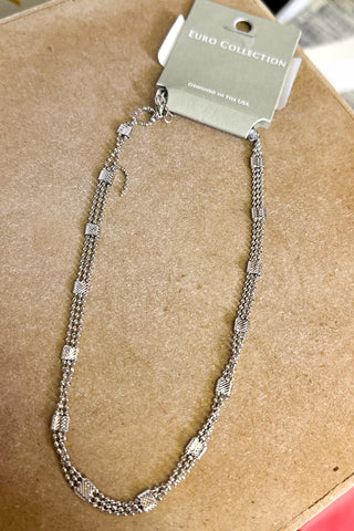 Ball Chain Link Necklace, Silver