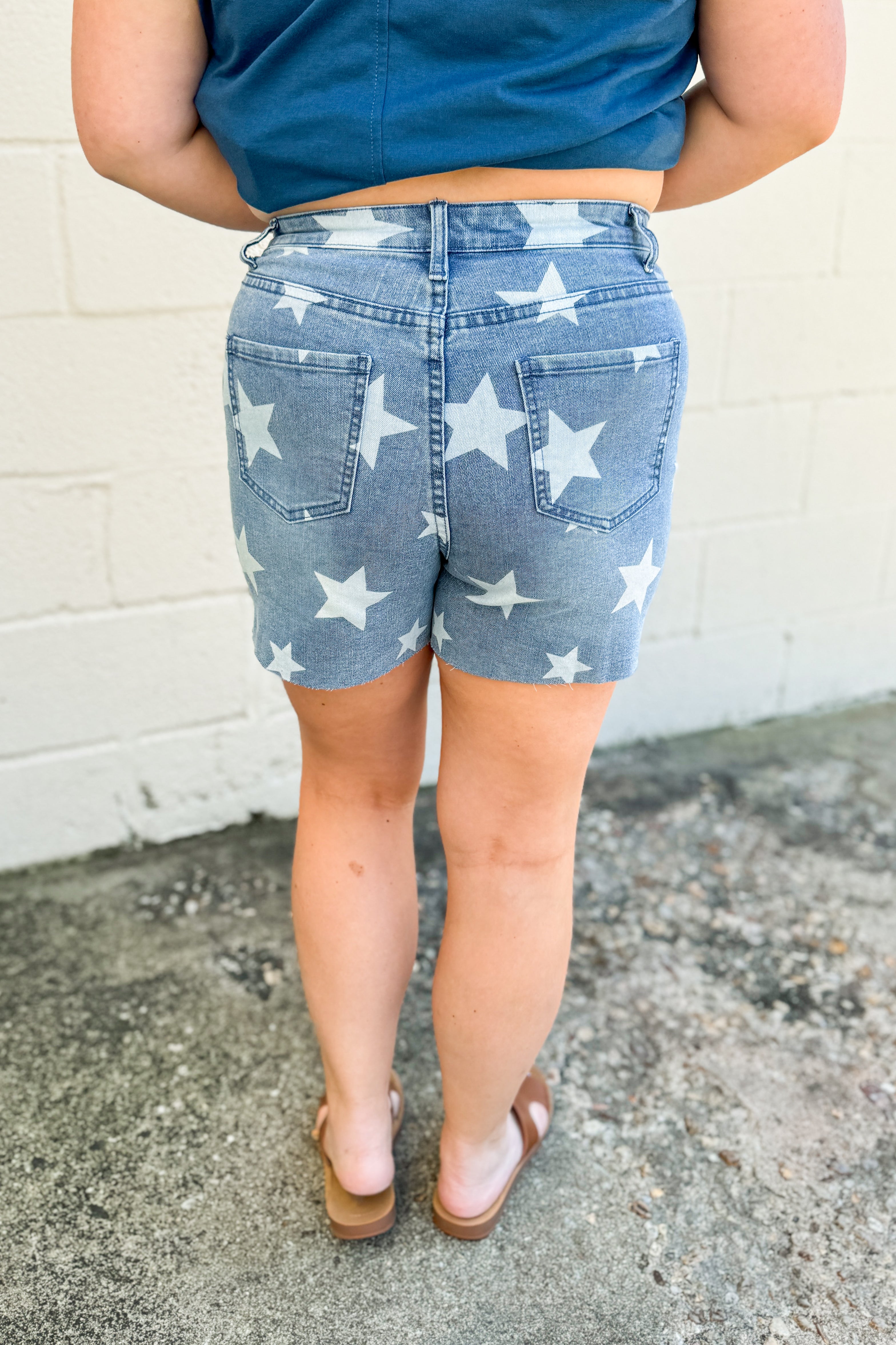 Off To The Fireworks Star Denim Shorts