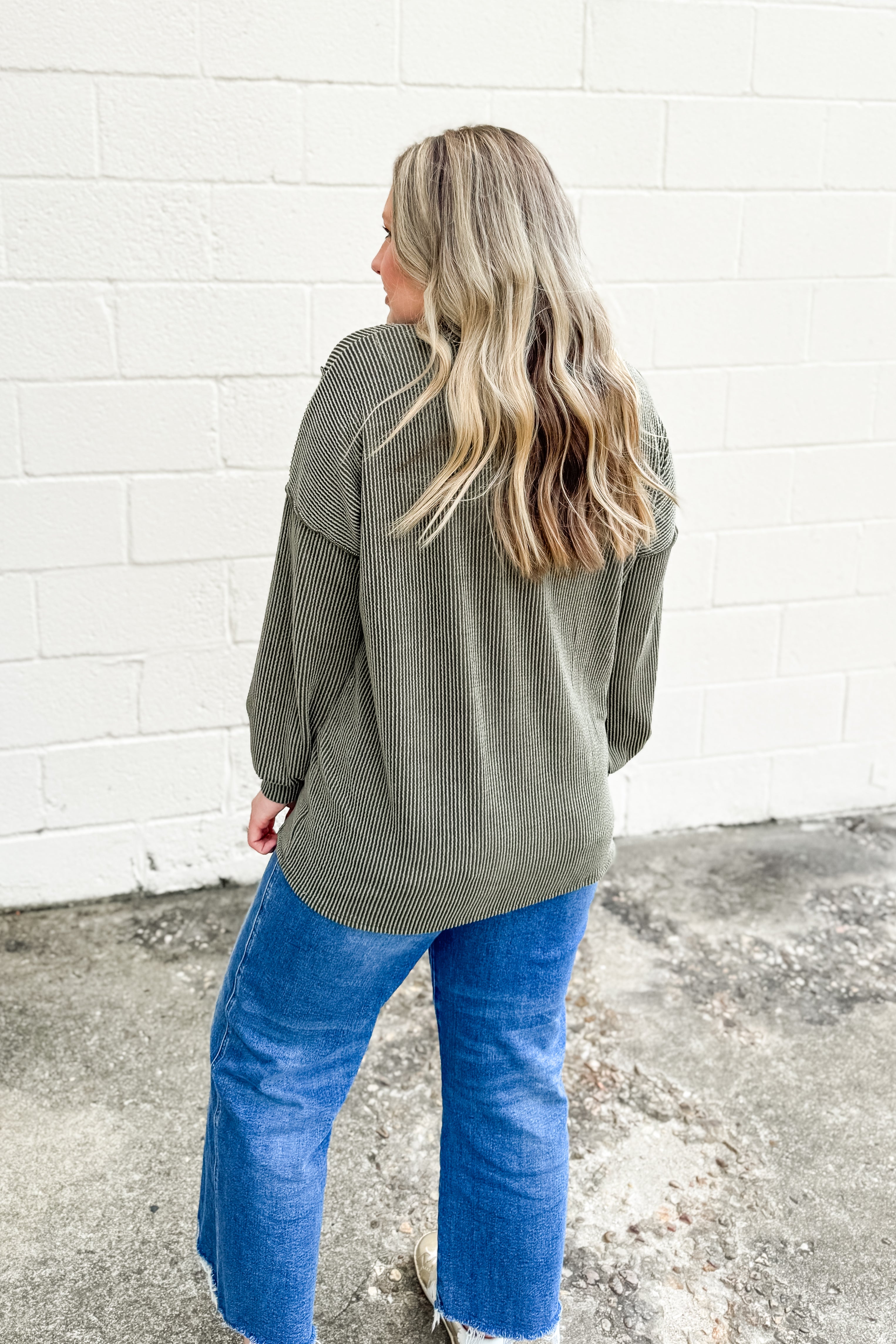 Crisp Morning Ribbed Top, Olive