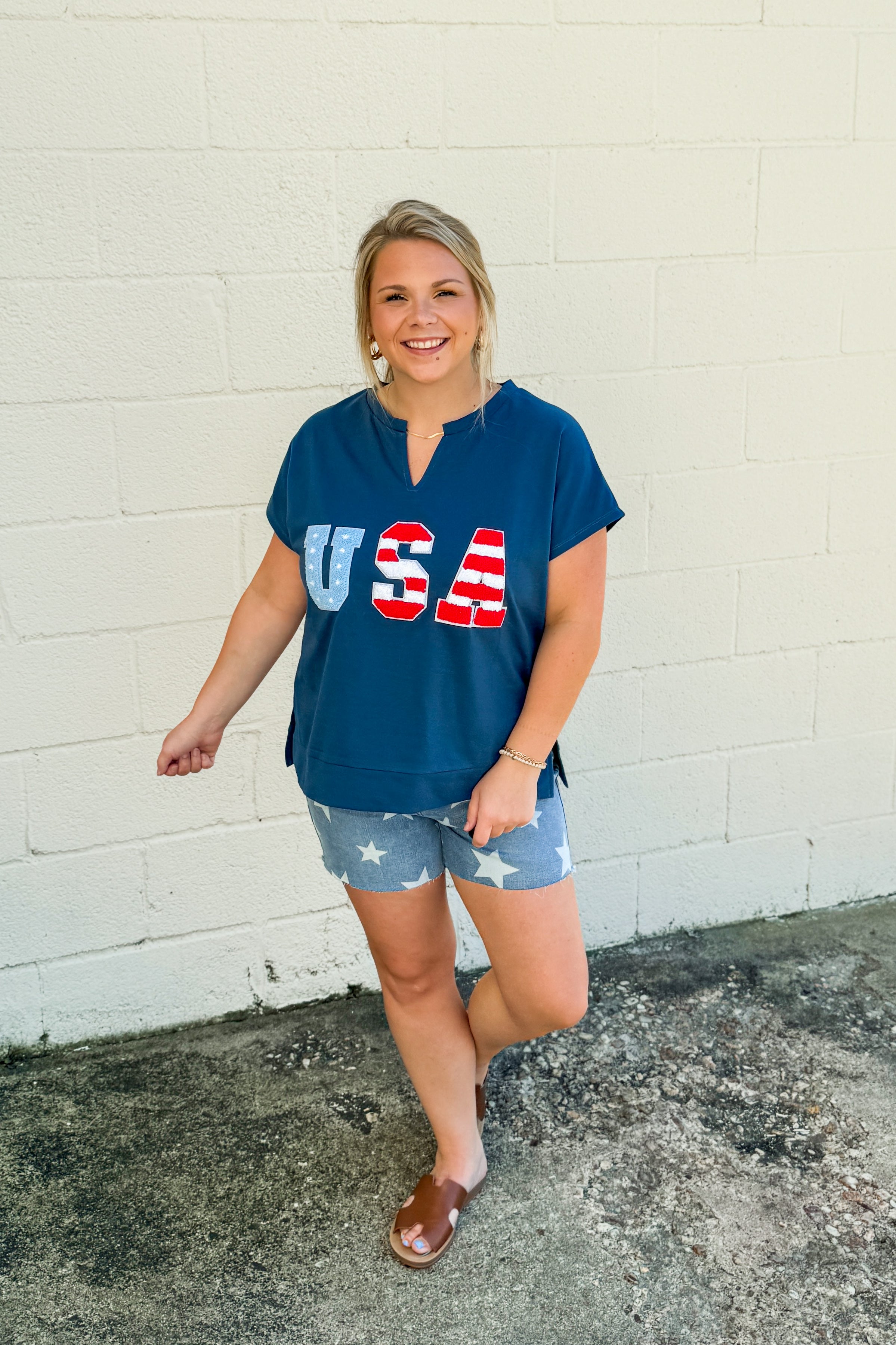 USA Letter Patch Top