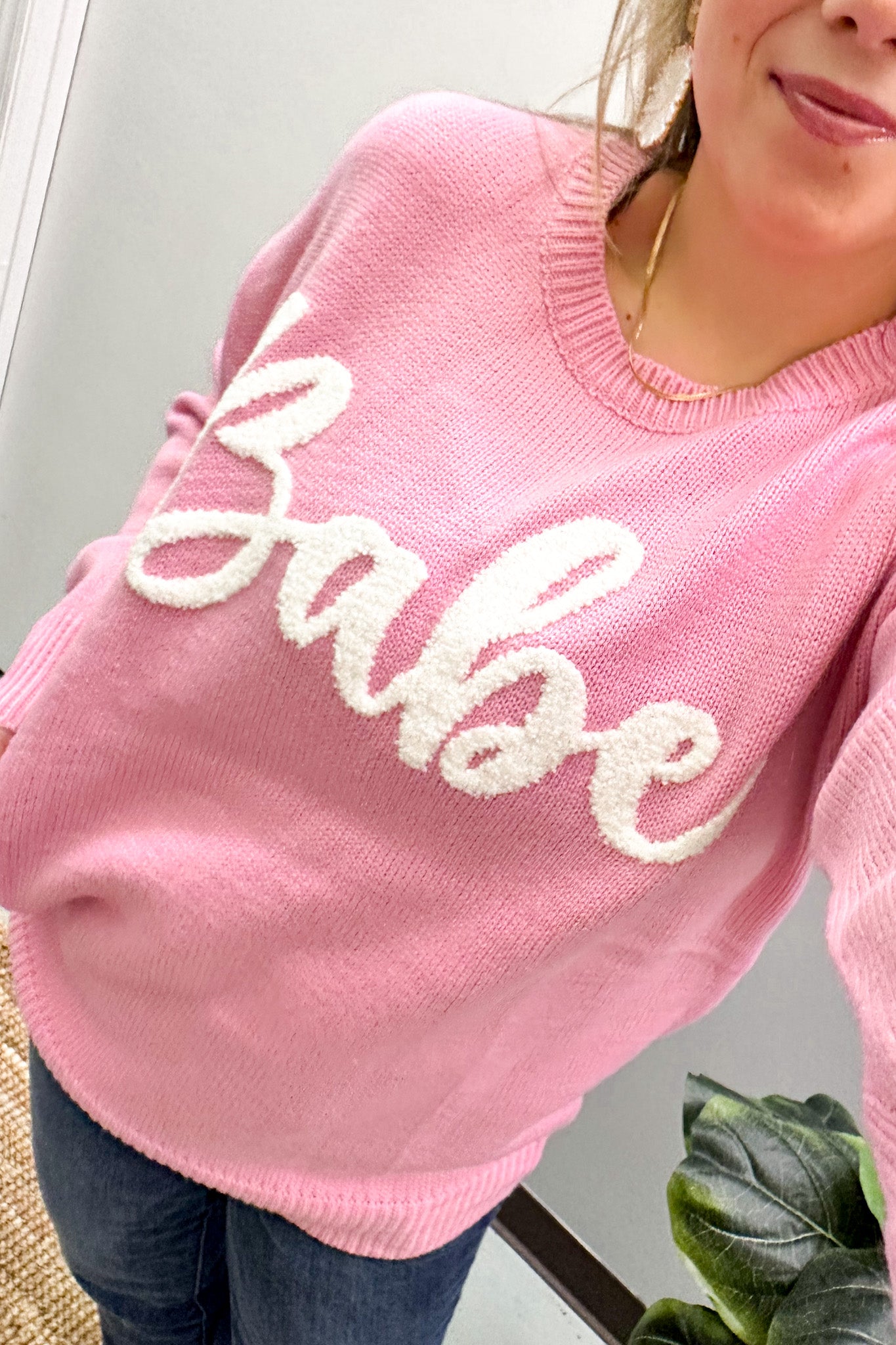 Babe Letters Sweater, Pink