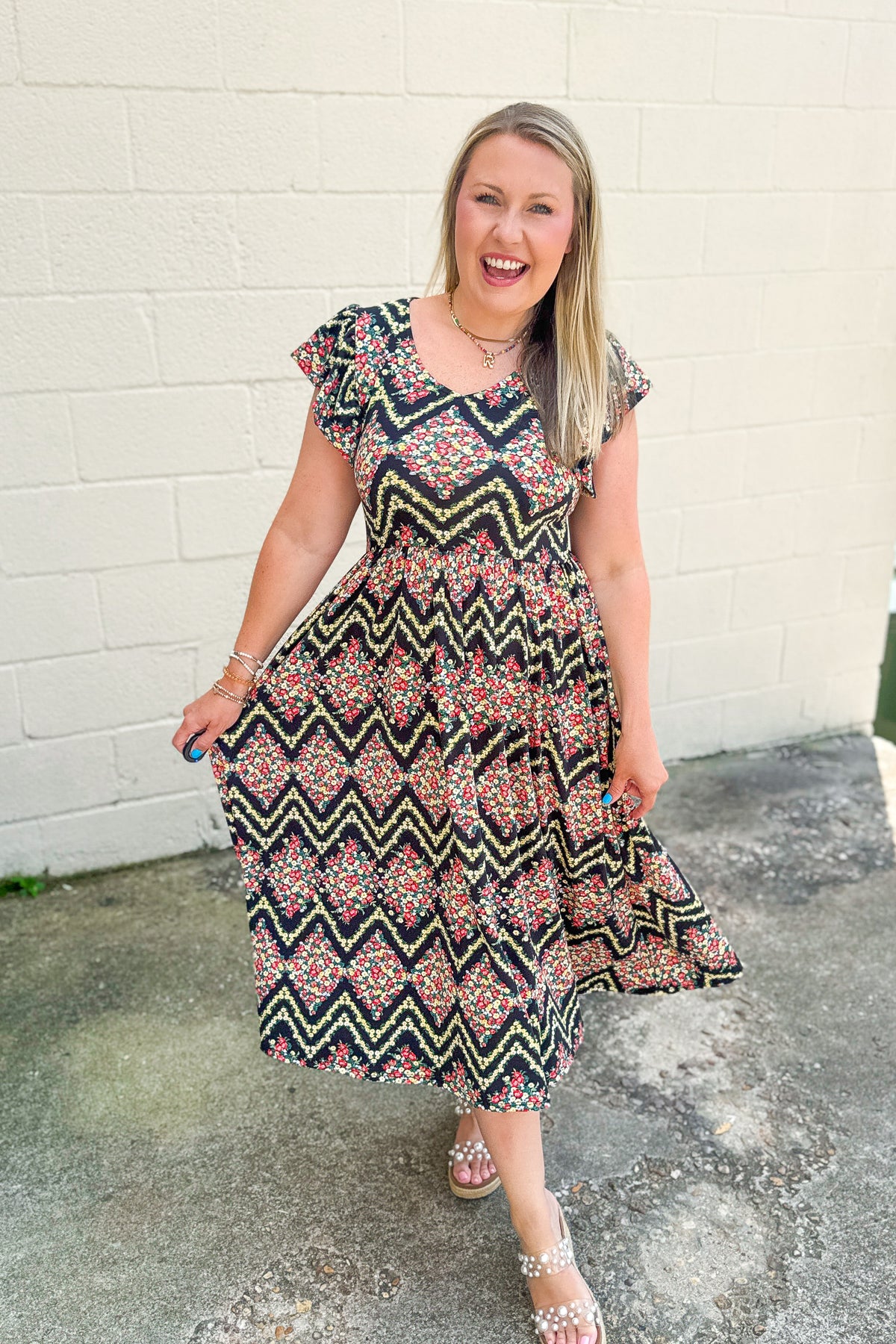 Pattern Play Floral Midi Dress | Sew Southern Designs