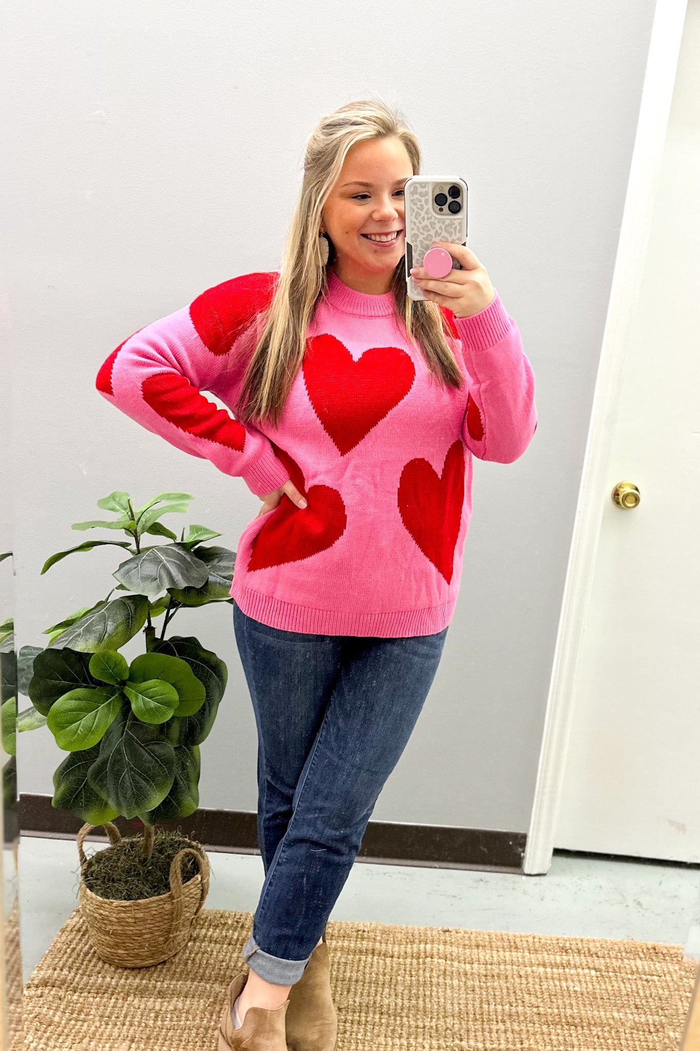 Cupids Lover Pink & Red Heart Sweater