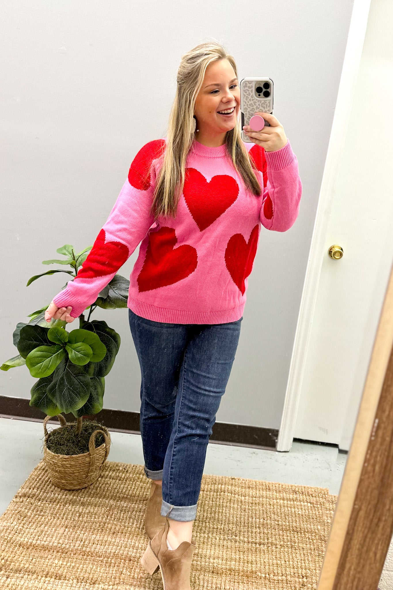 Cupids Lover Pink & Red Heart Sweater