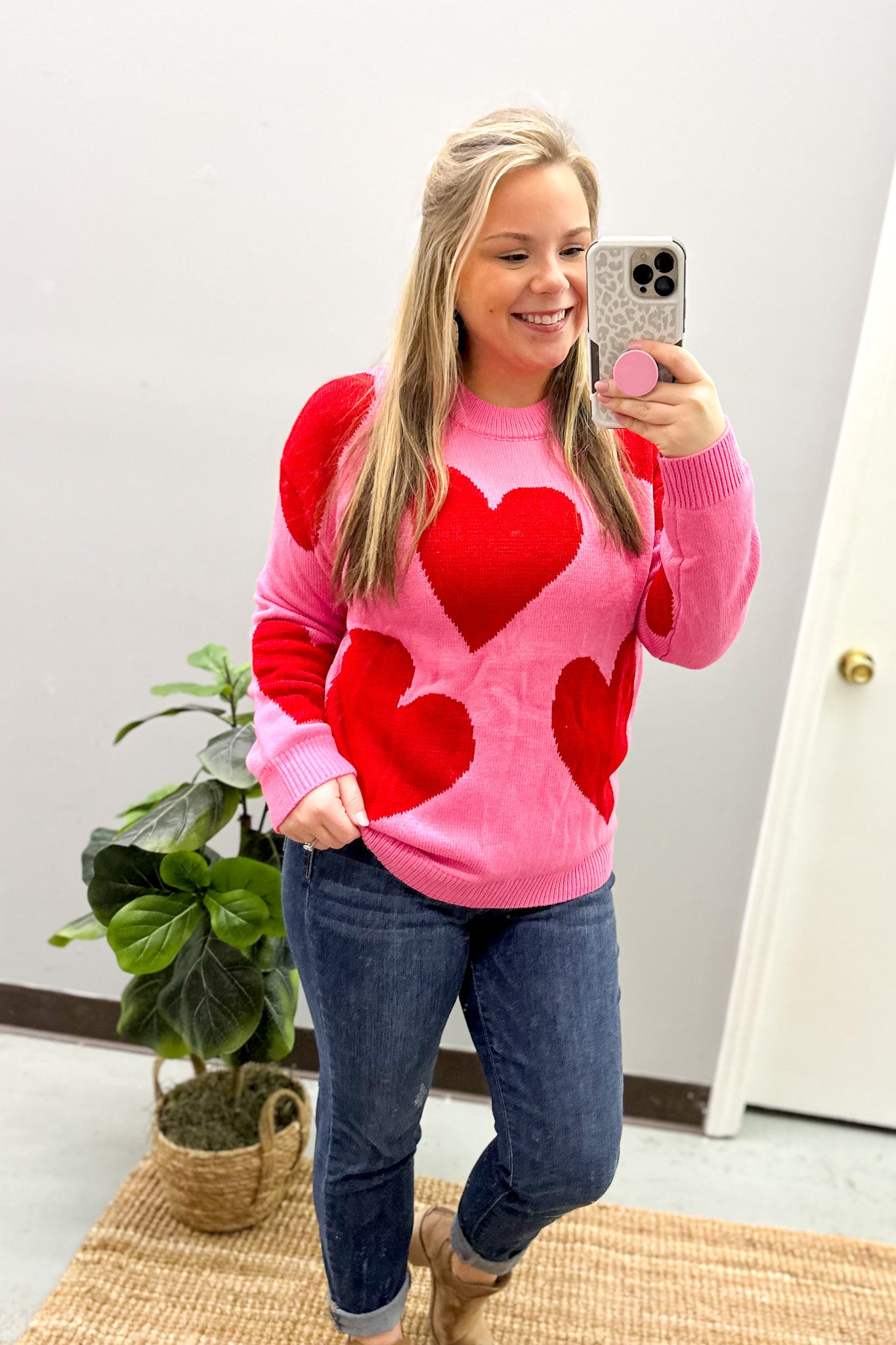 Cupids Lover Pink & Red Heart Sweater