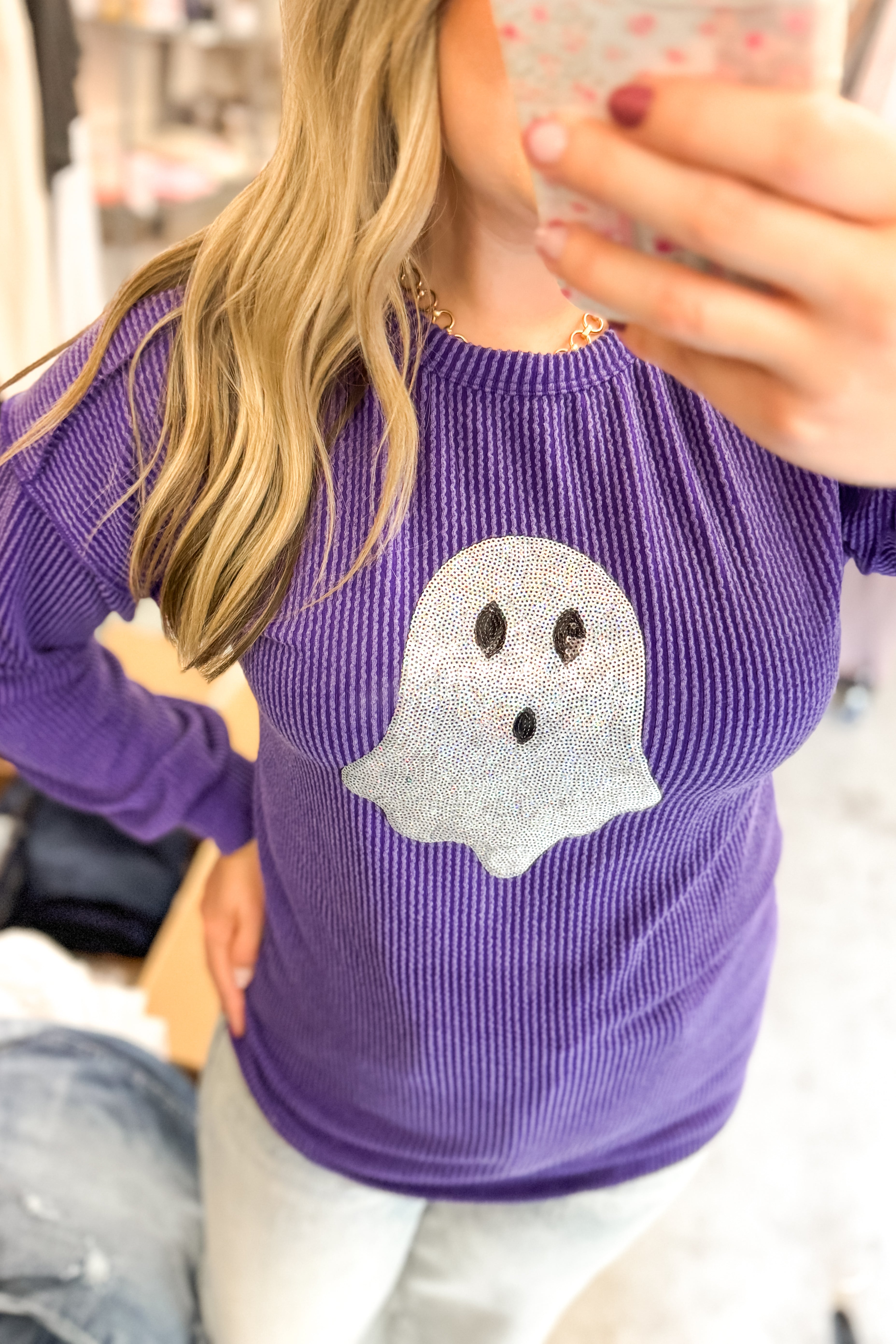Spooky & Sparkly Ghost Top