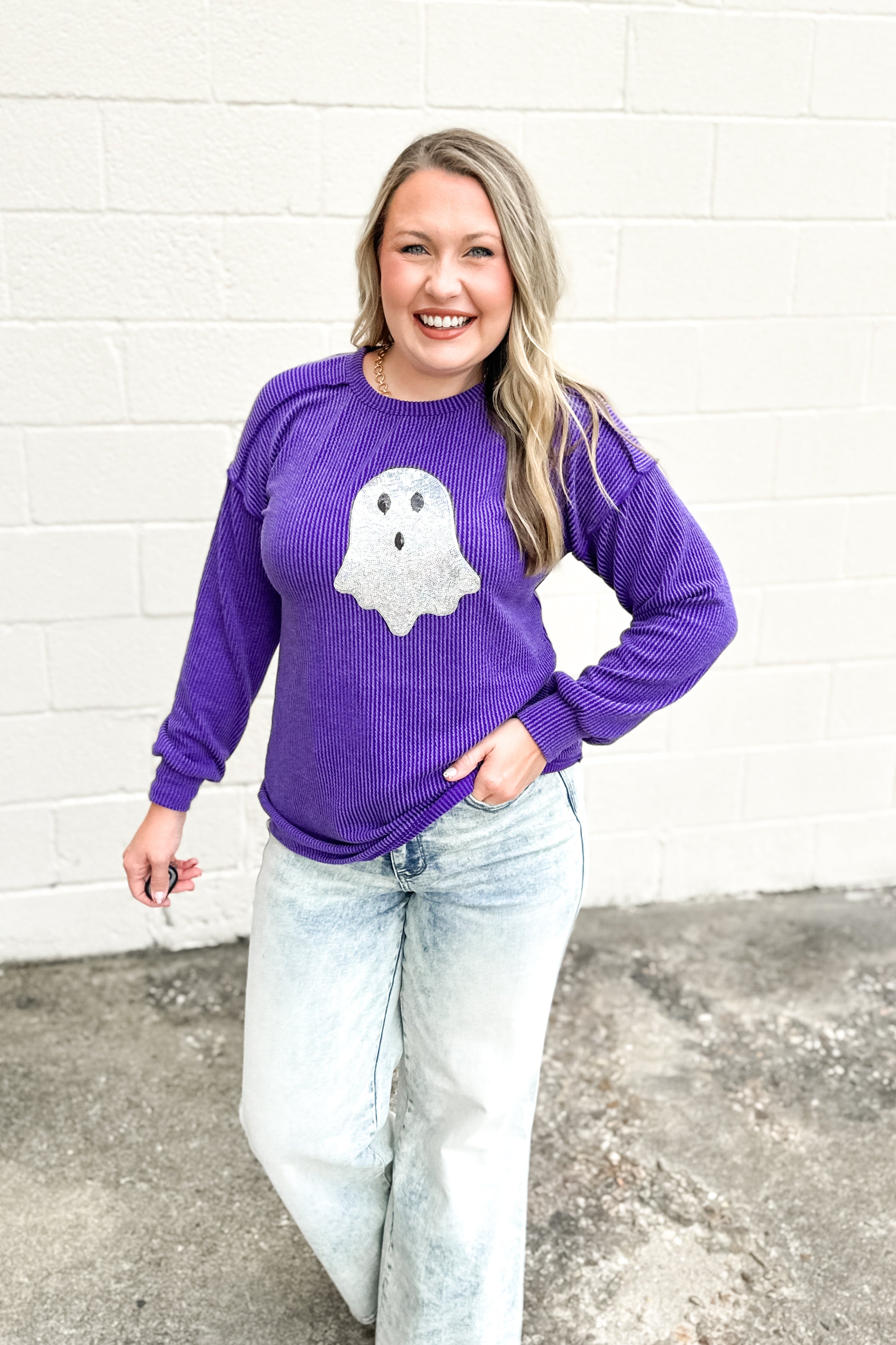 Spooky & Sparkly Ghost Top