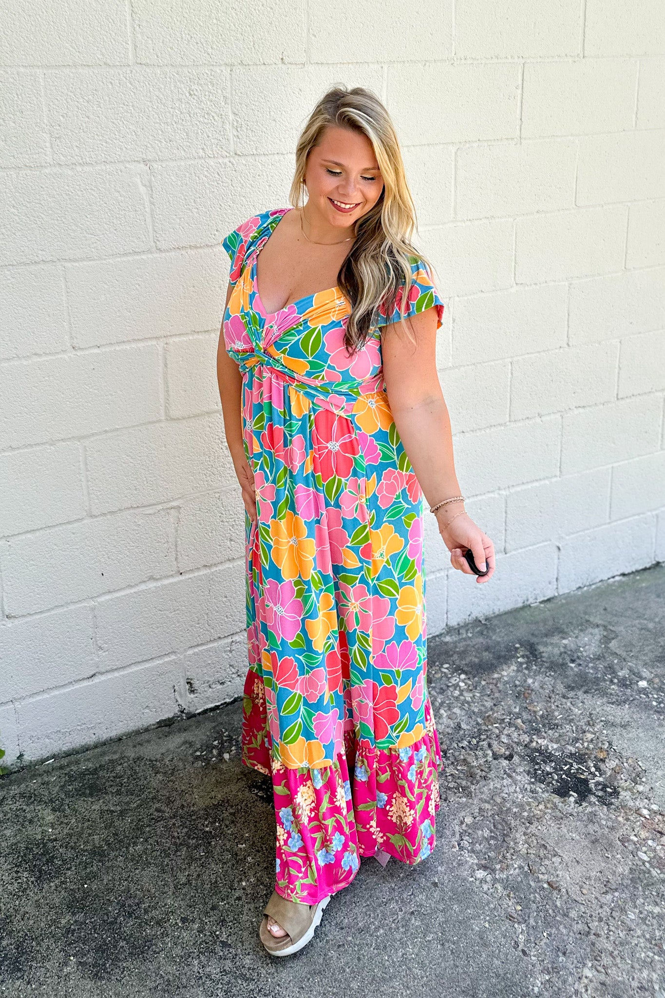 Vibrant Blooms Floral Maxi Dress