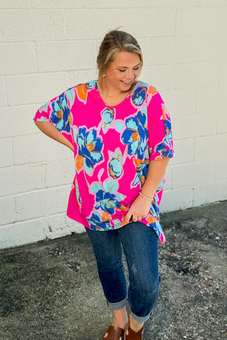 Bright and Bold Floral Oversized Top