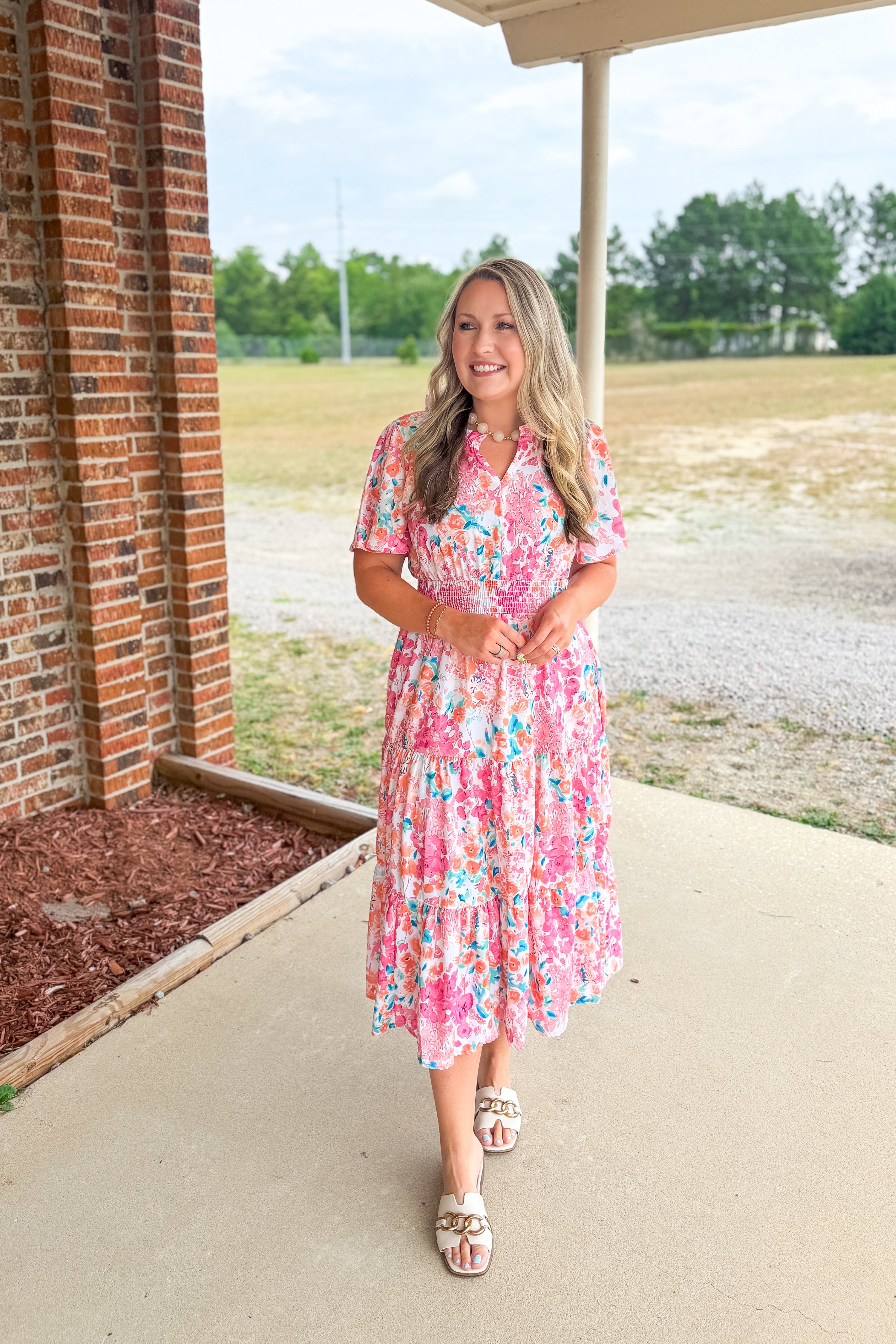 Peach Blossom Floral Dress