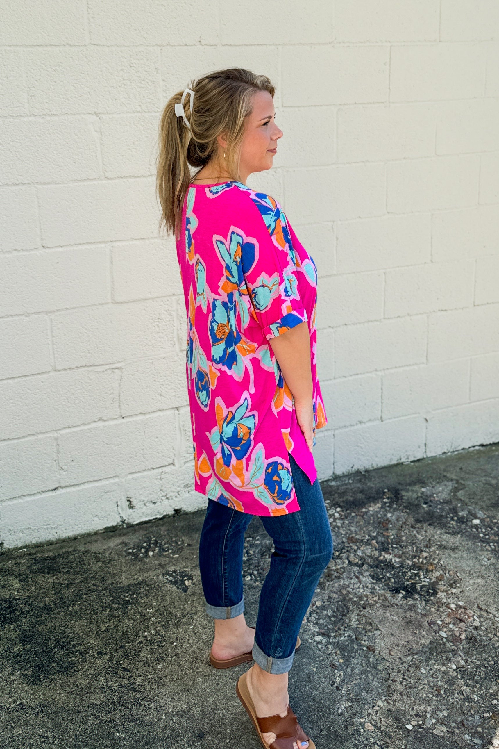 Bright and Bold Floral Oversized Top