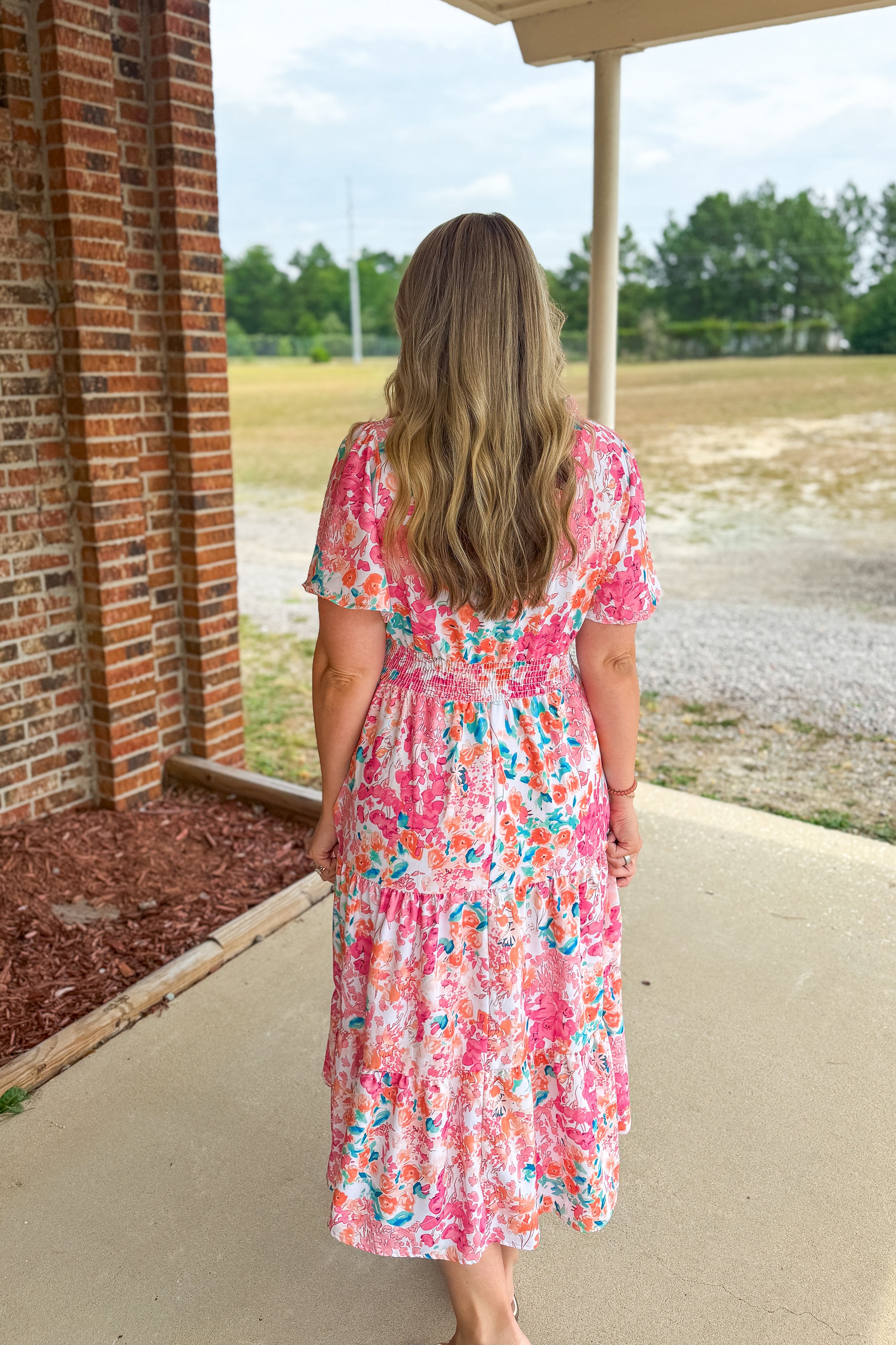 Peach Blossom Floral Dress