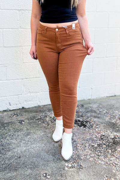 BF DEAL | Judy Blue Tessa High Waist Slim Fit Jeans, Brown