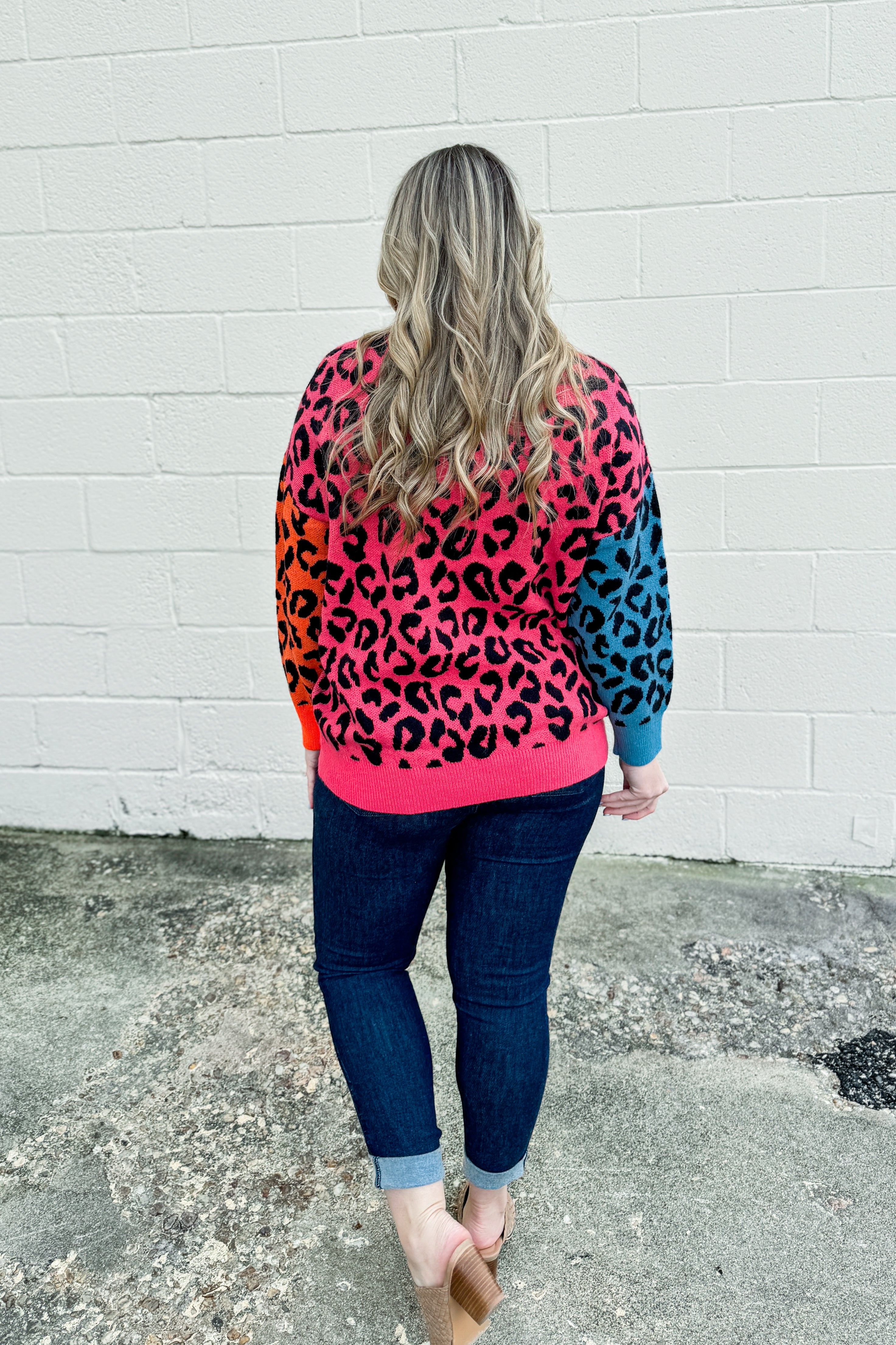 Living Out Loud Leopard Color Block Sweater Top