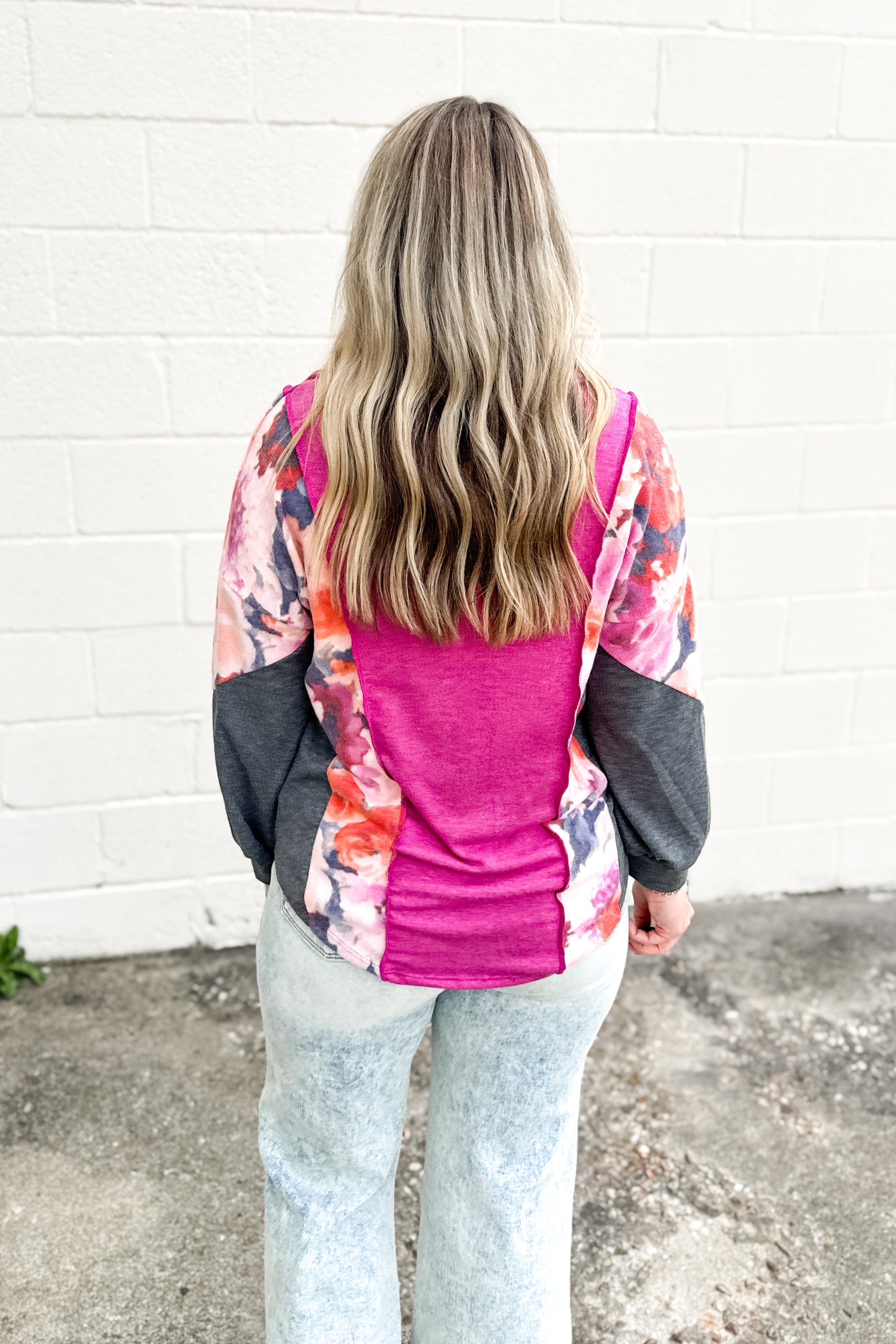 Rosé Garden Collared Pullover Top