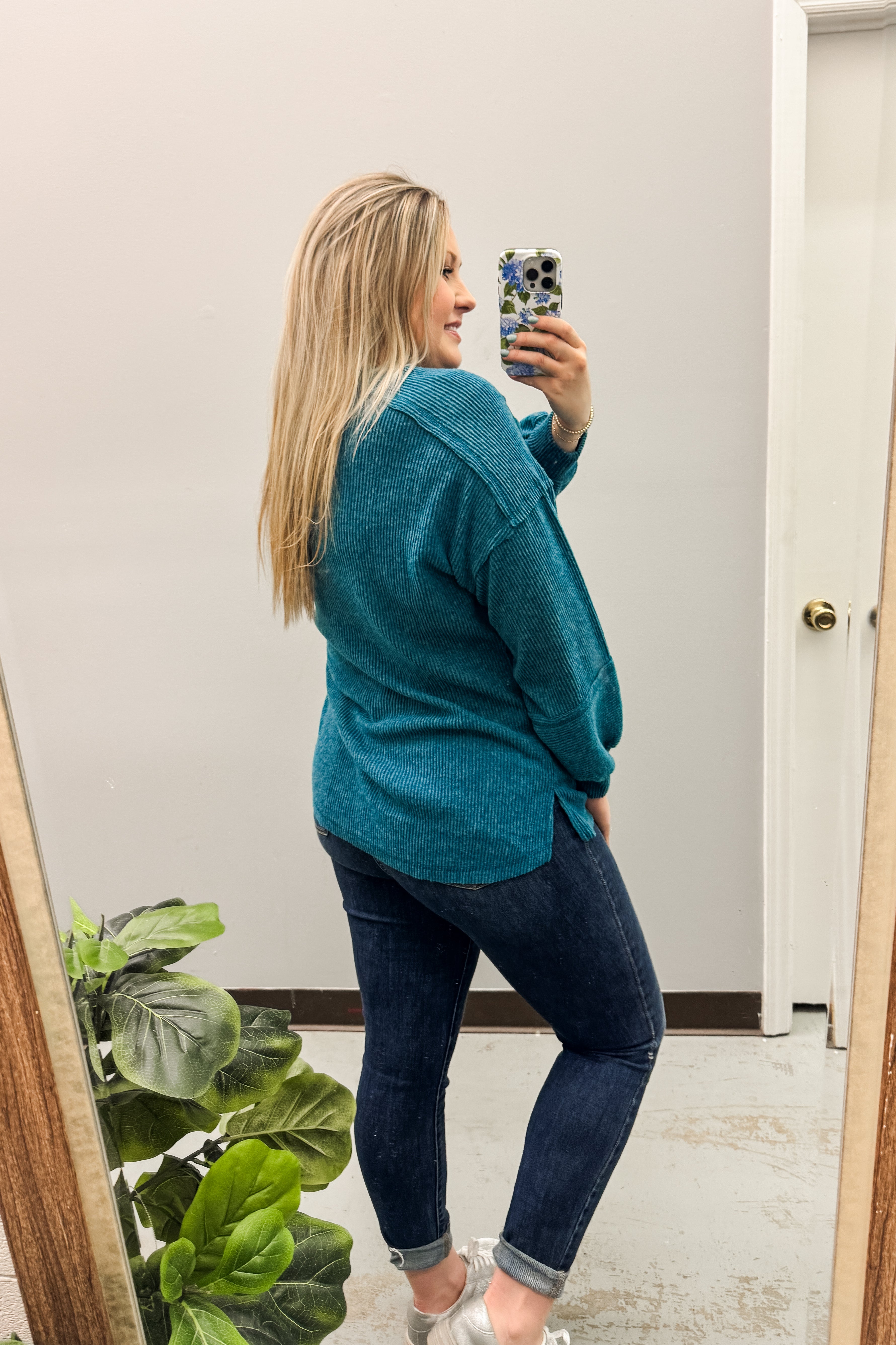 The Alexa Henley Top, Teal