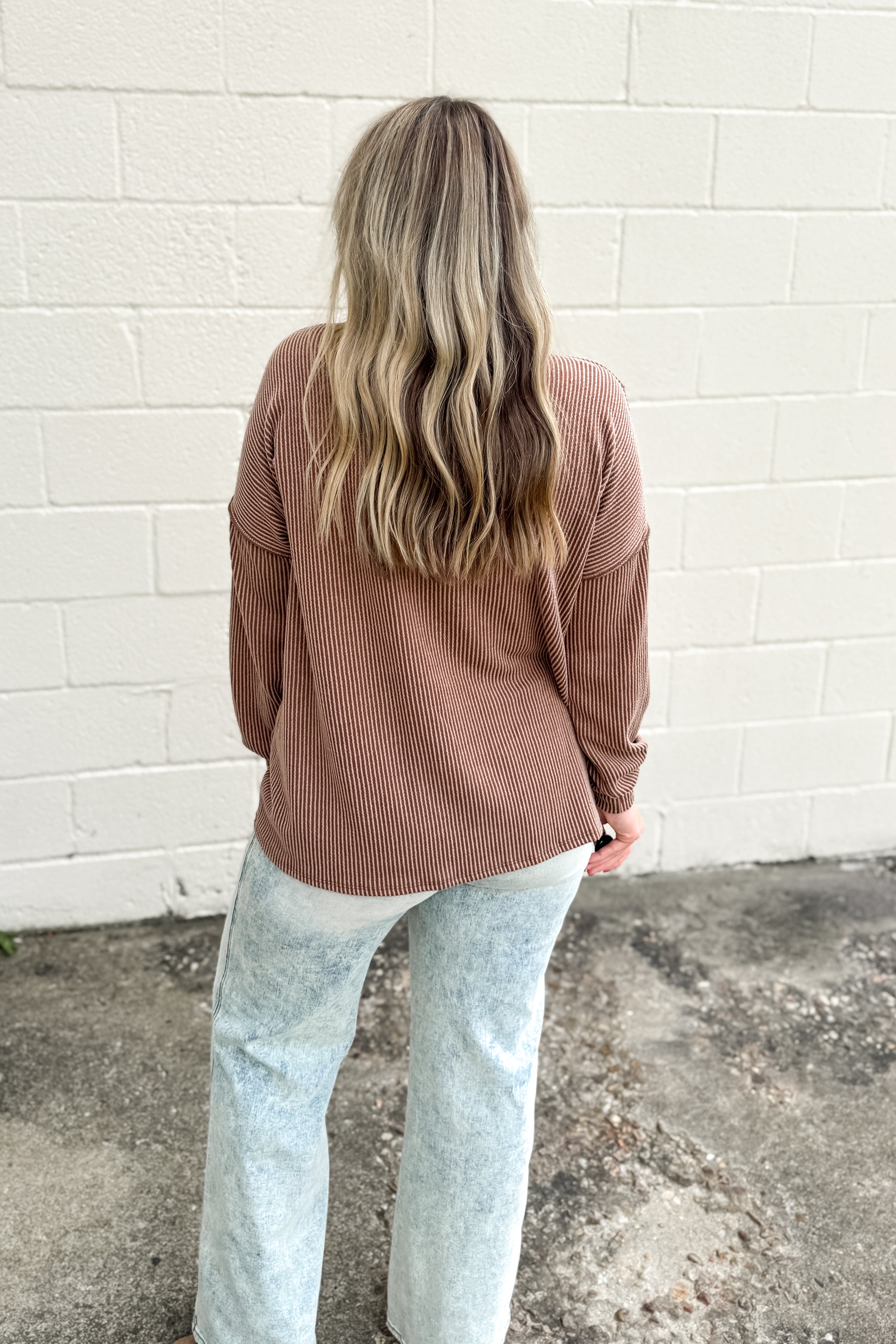 Crisp Morning Ribbed Top, Camel