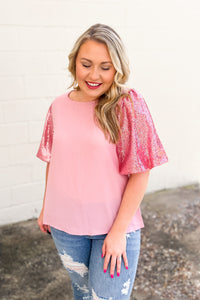 Add Sparkles Top, Pink