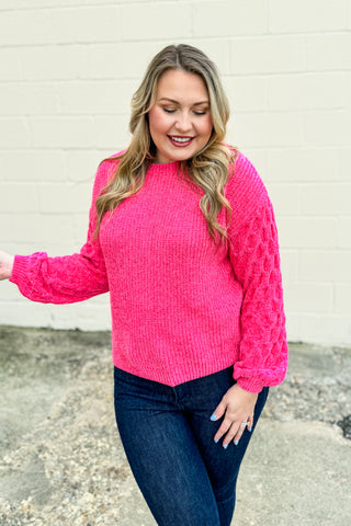 Nice and Cuddly Sweater Top, Hot Pink