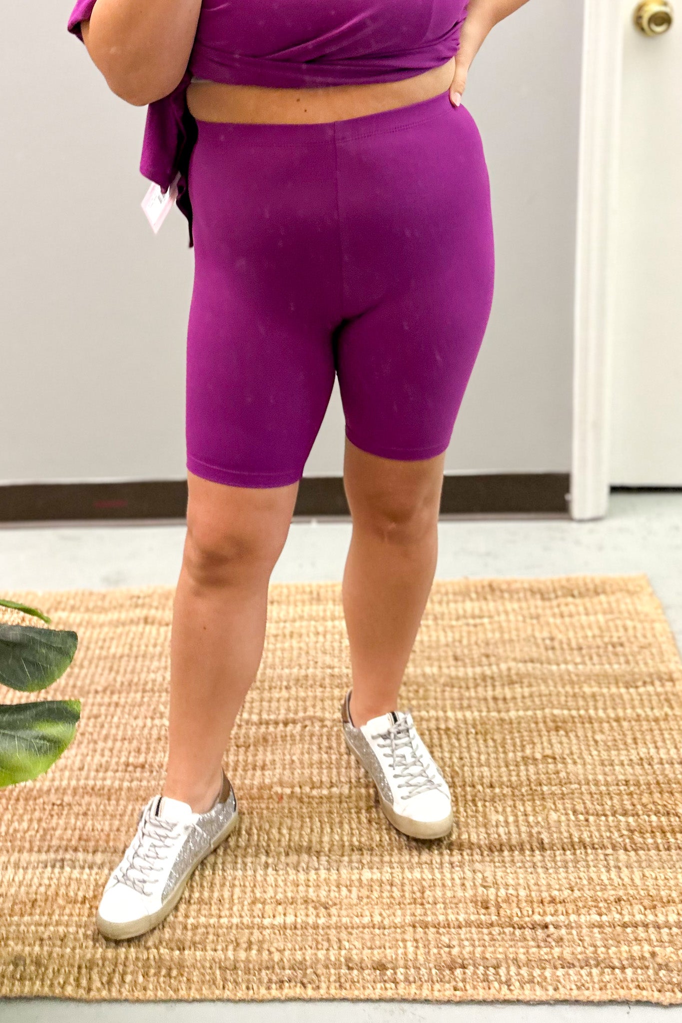 Gotta Get Going Biker Short Set, Light Plum