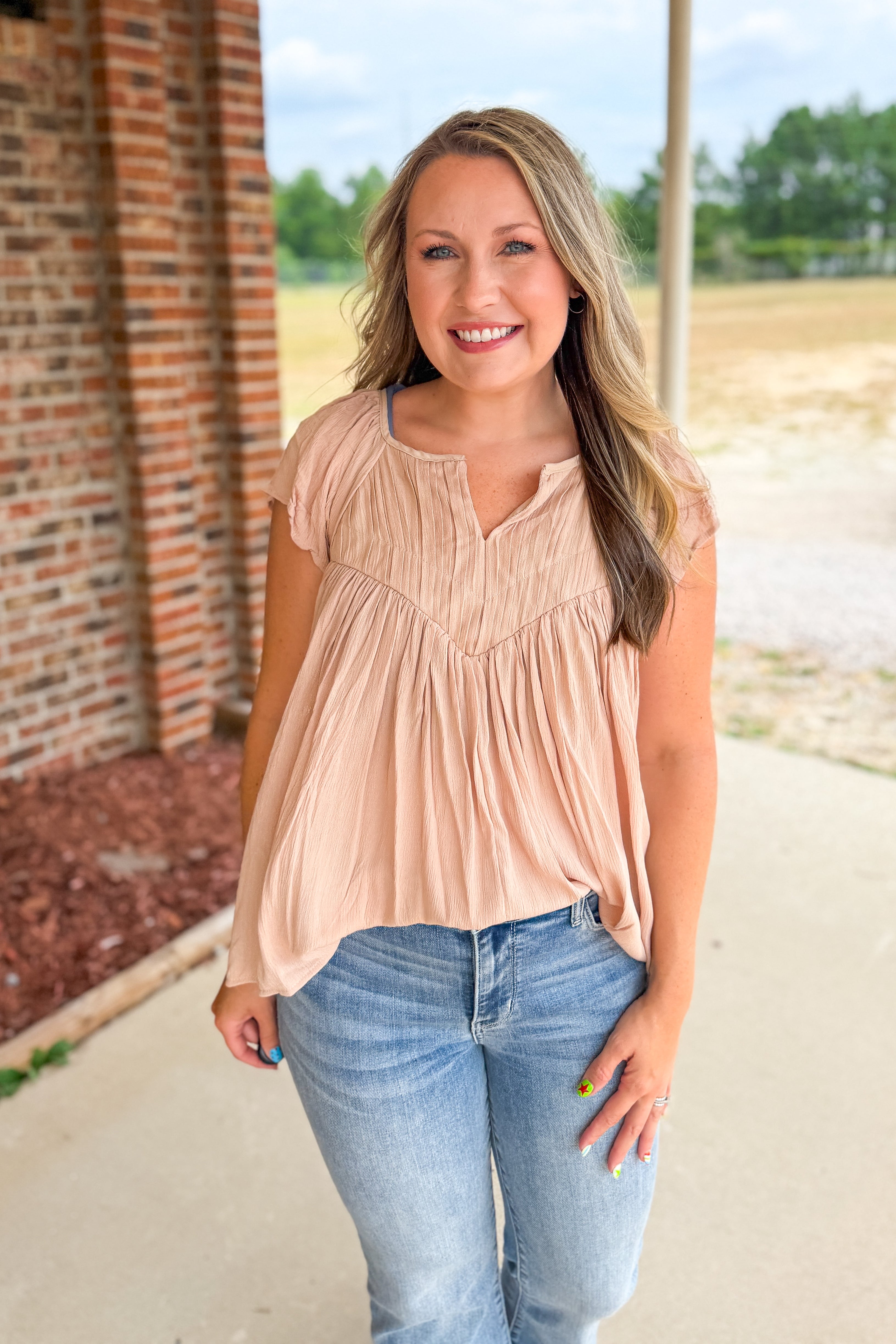 Golden Hour Flutter Sleeve Top