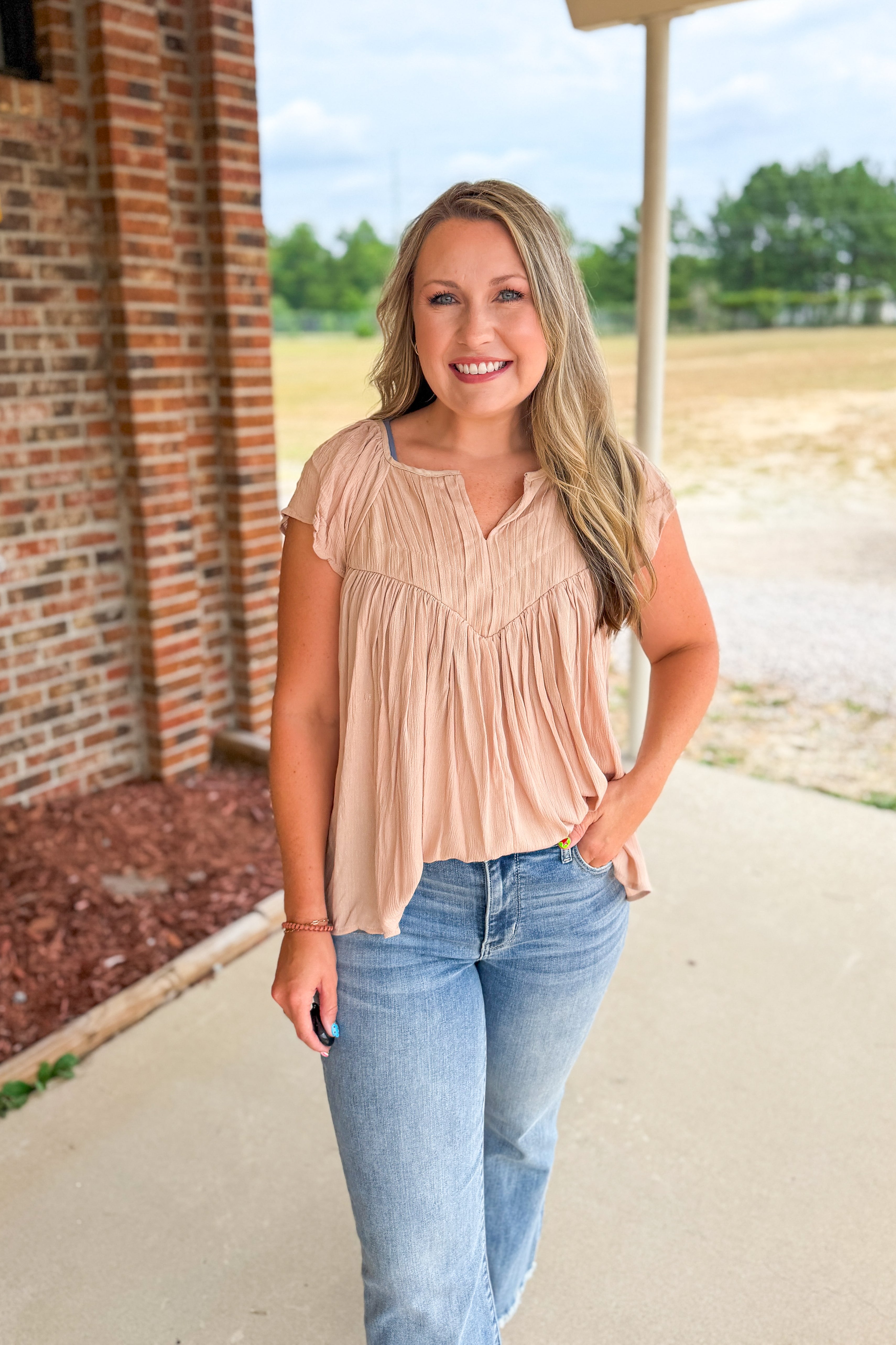 Golden Hour Flutter Sleeve Top