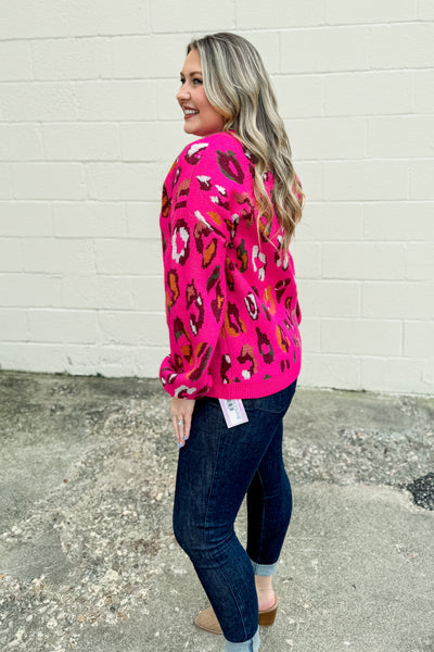 Only With You Leopard Sweater Top, Pink