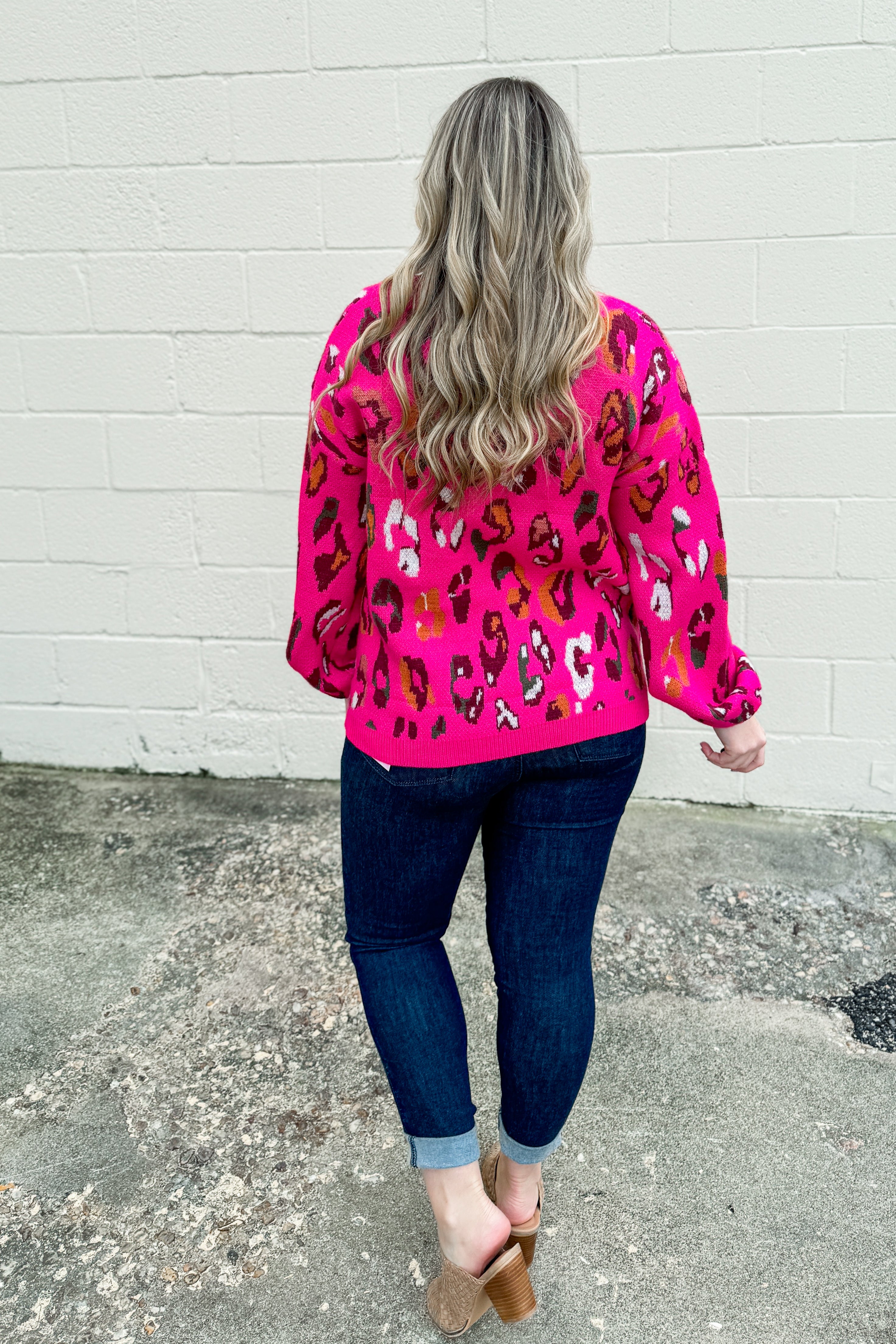 Only With You Leopard Sweater Top, Pink