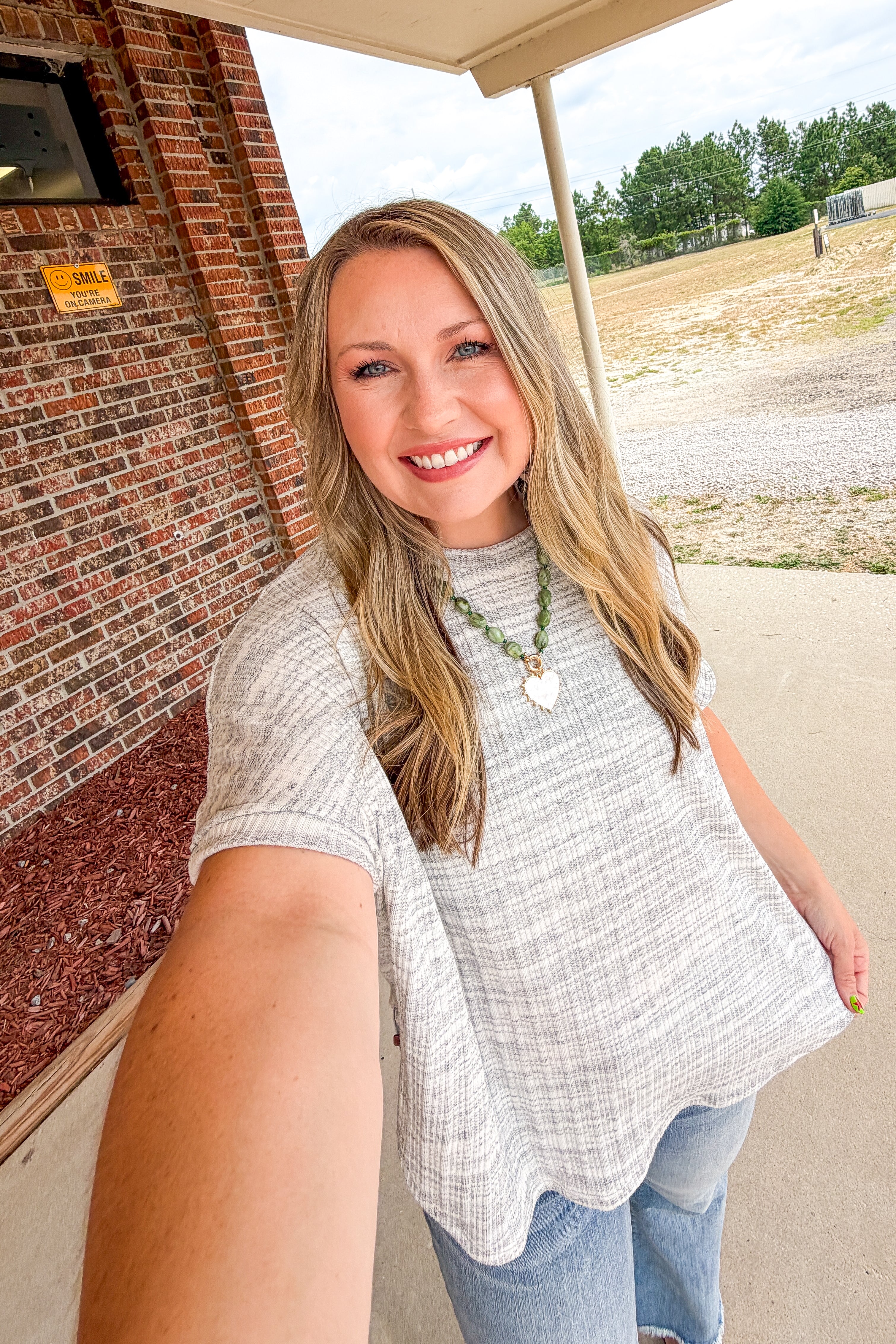 Everyday Stripe Top, Heather Grey