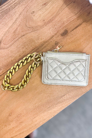 Rhodes Quilted Wallet w/ Chain Bangle, Gold