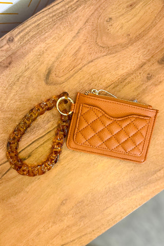 Rhodes Quilted Wallet w/ Chain Bangle, Brown