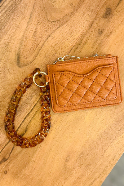 Rhodes Quilted Wallet w/ Chain Bangle, Brown