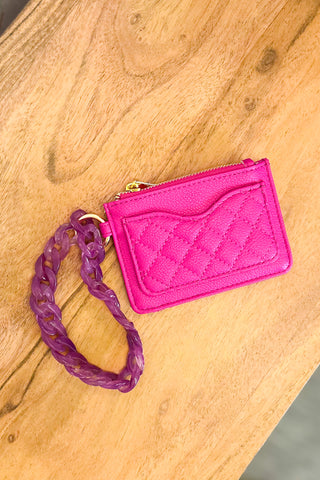 Rhodes Quilted Wallet w/ Chain Bangle, Magenta