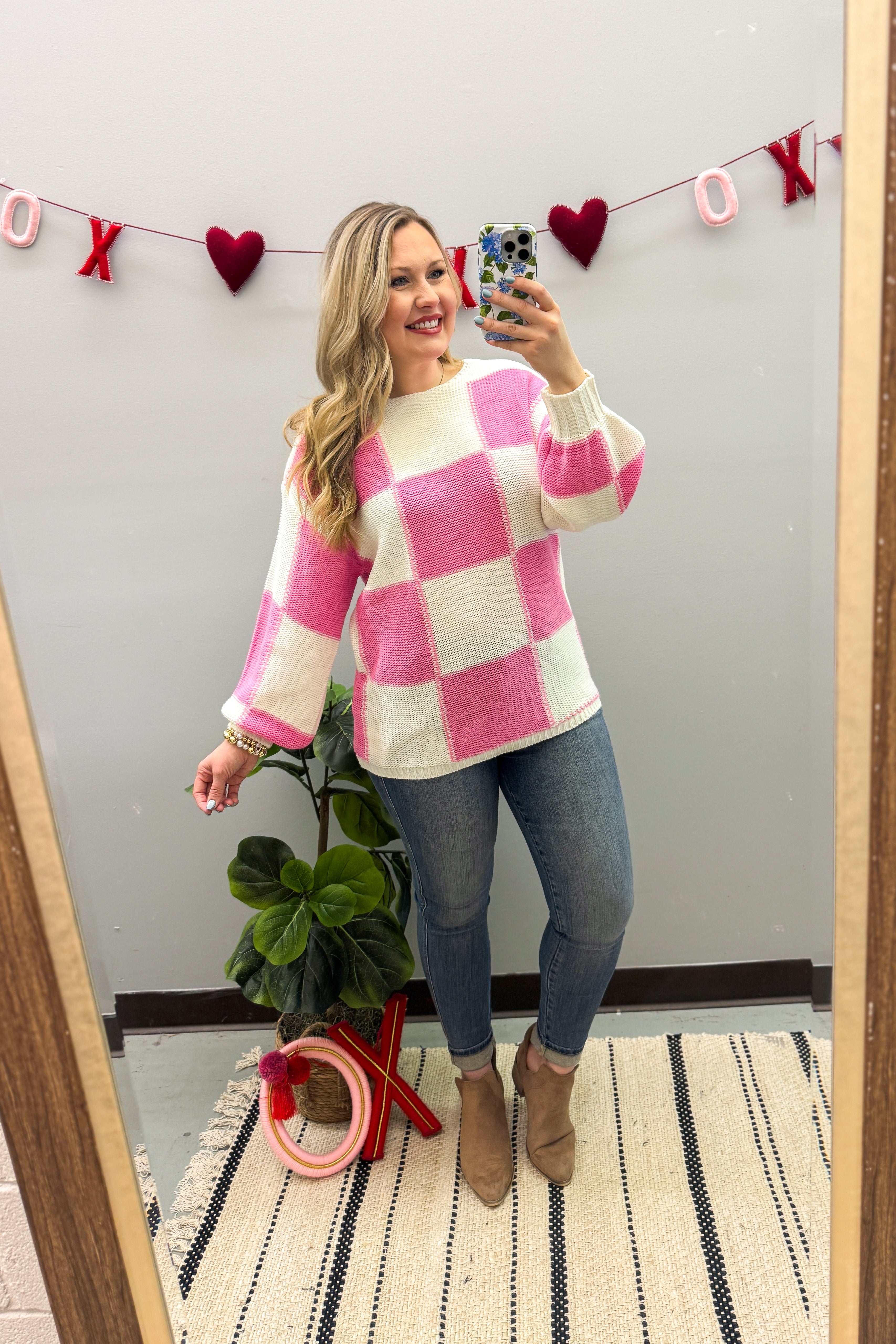 Be Mine Checkered Sweater