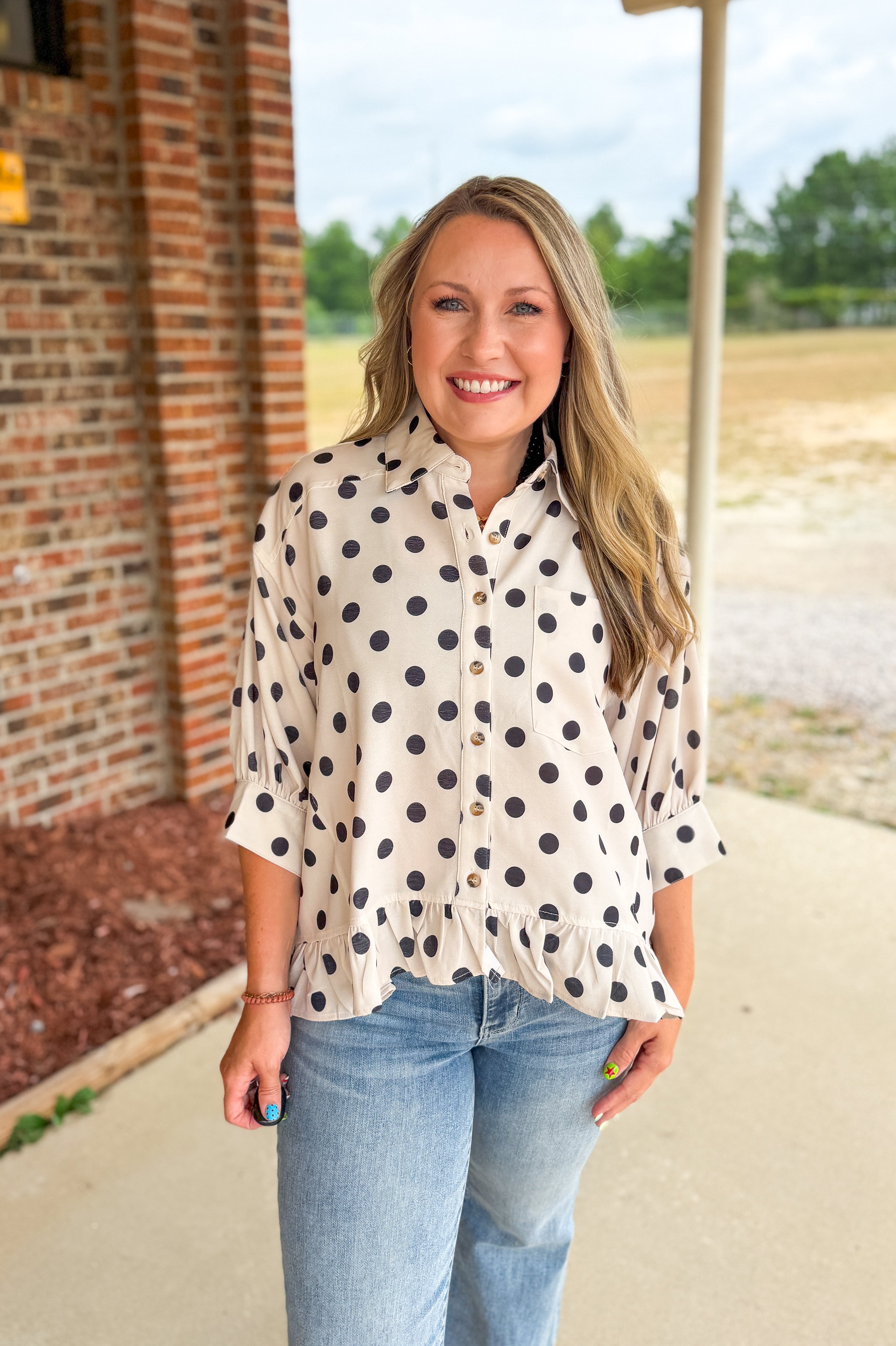 Sweet Spot Polka Dot Blouse Top