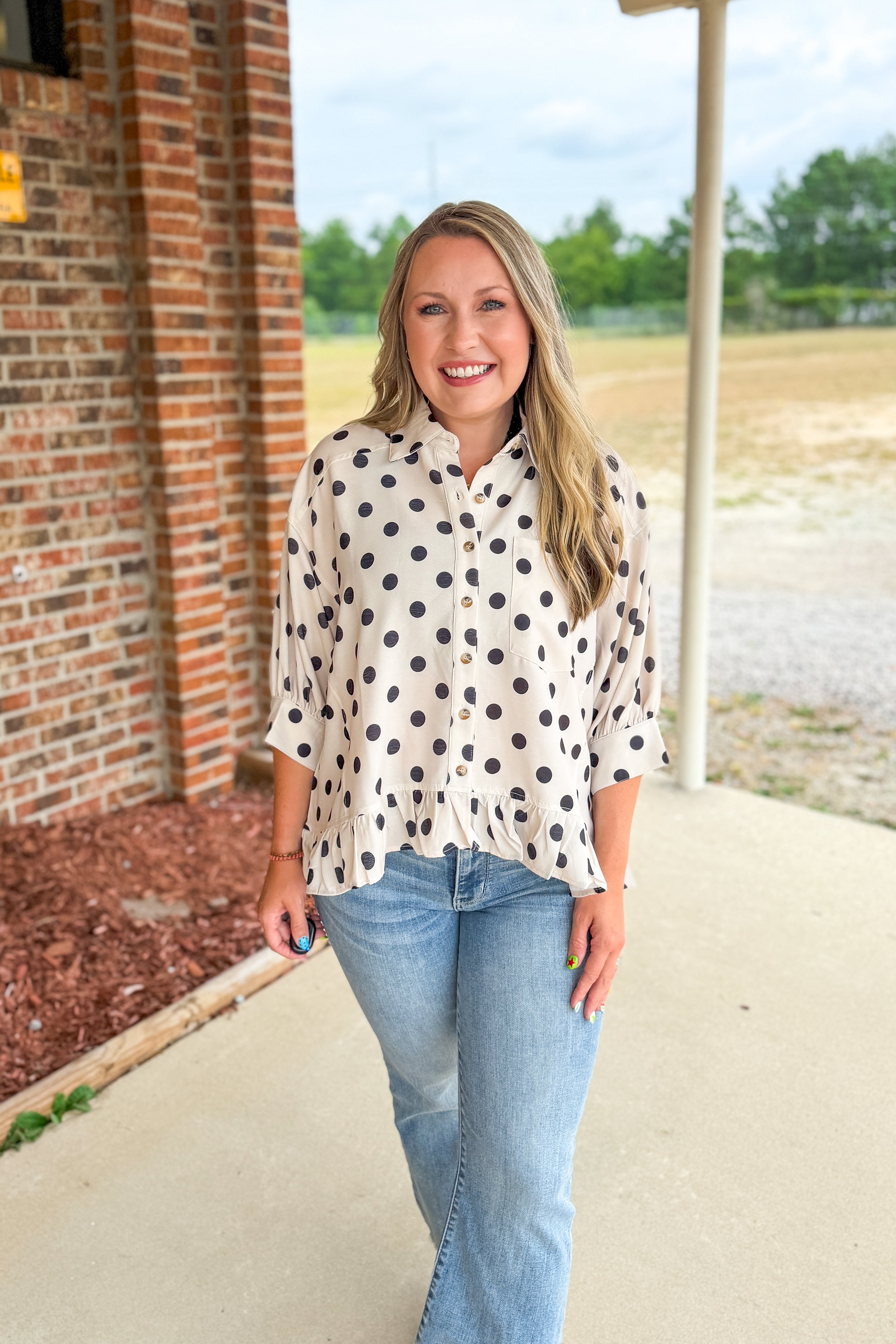 Sweet Spot Polka Dot Blouse Top