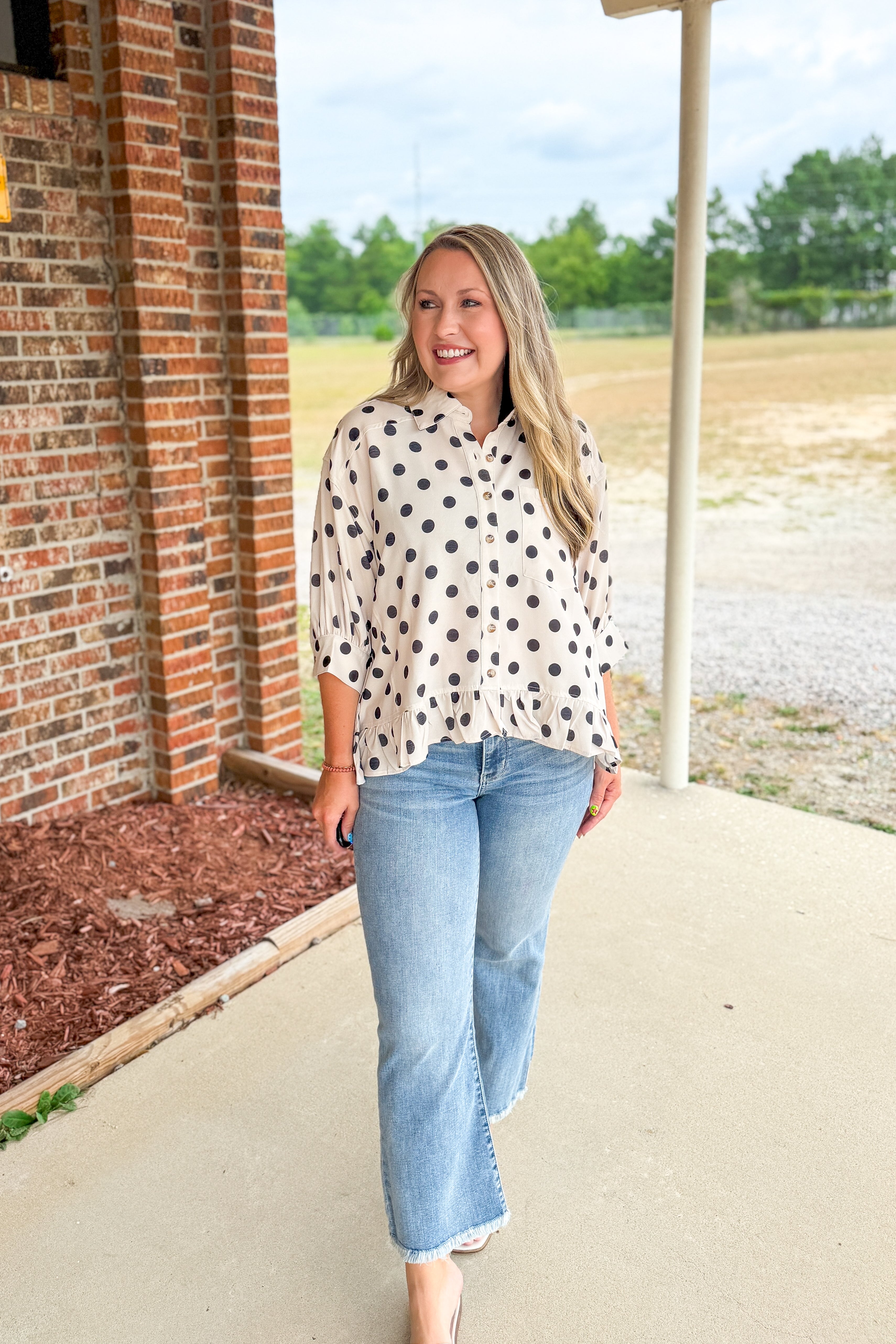 Sweet Spot Polka Dot Blouse Top
