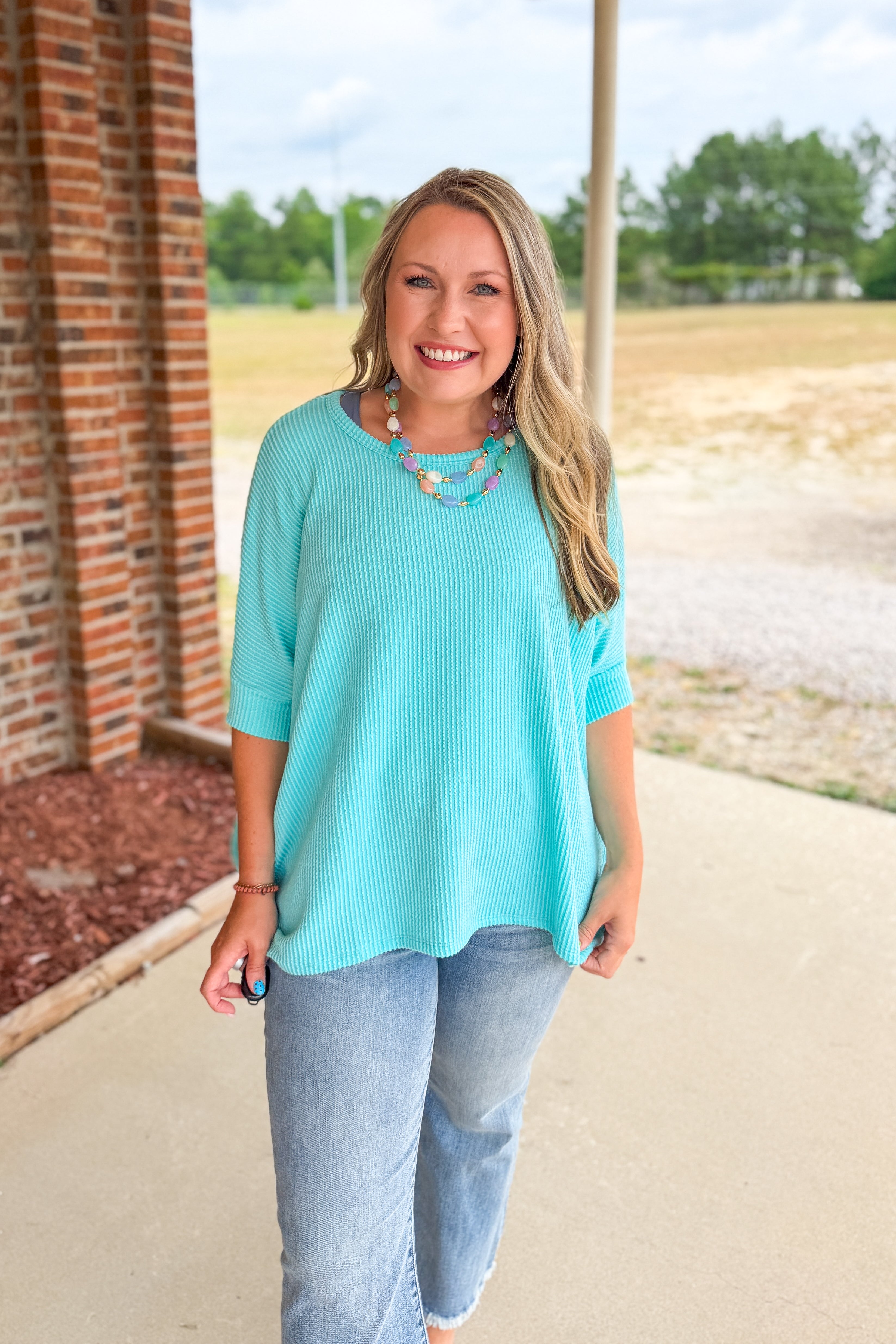 The Presley Ribbed Dolman Top, Mint