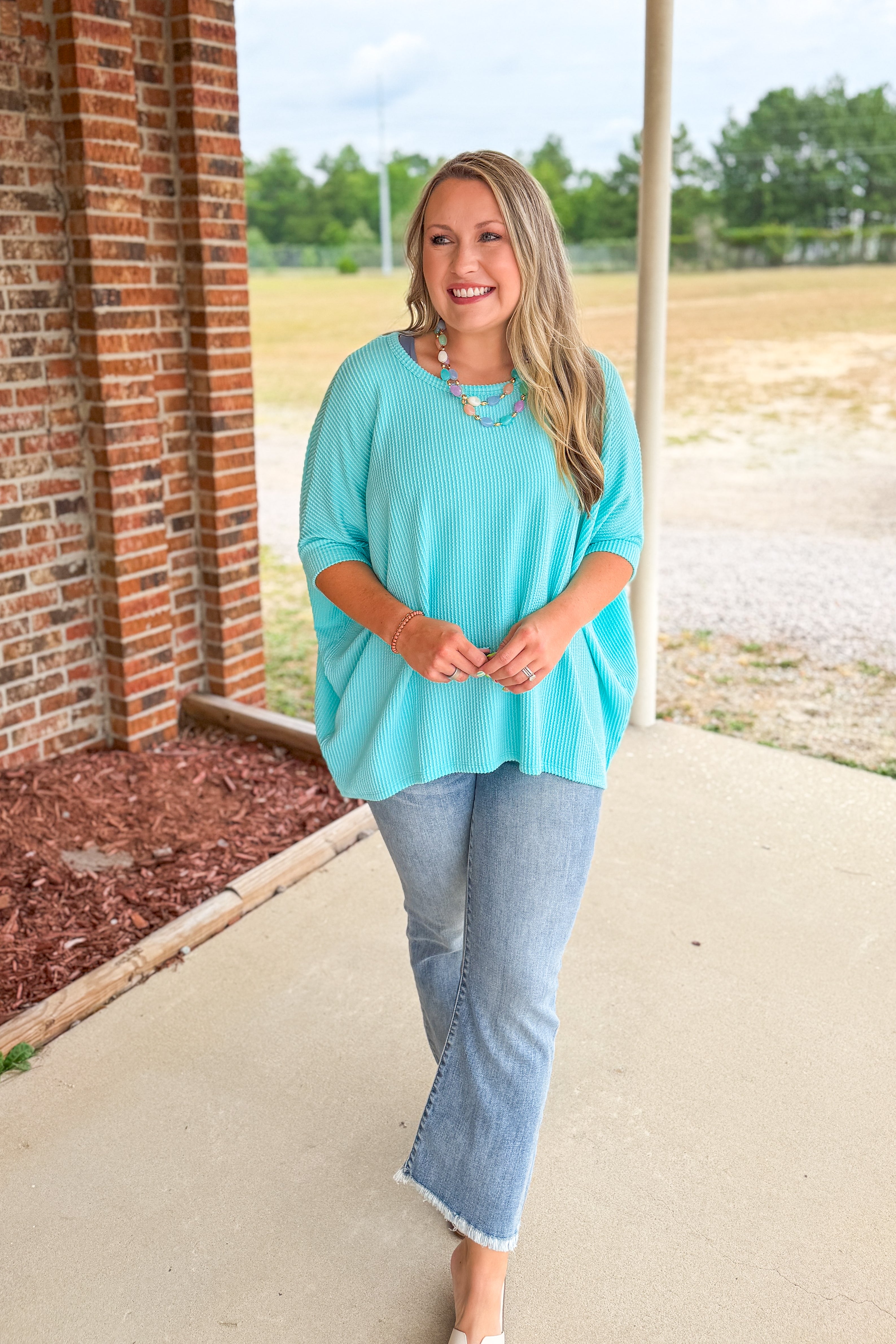 The Presley Ribbed Dolman Top, Mint