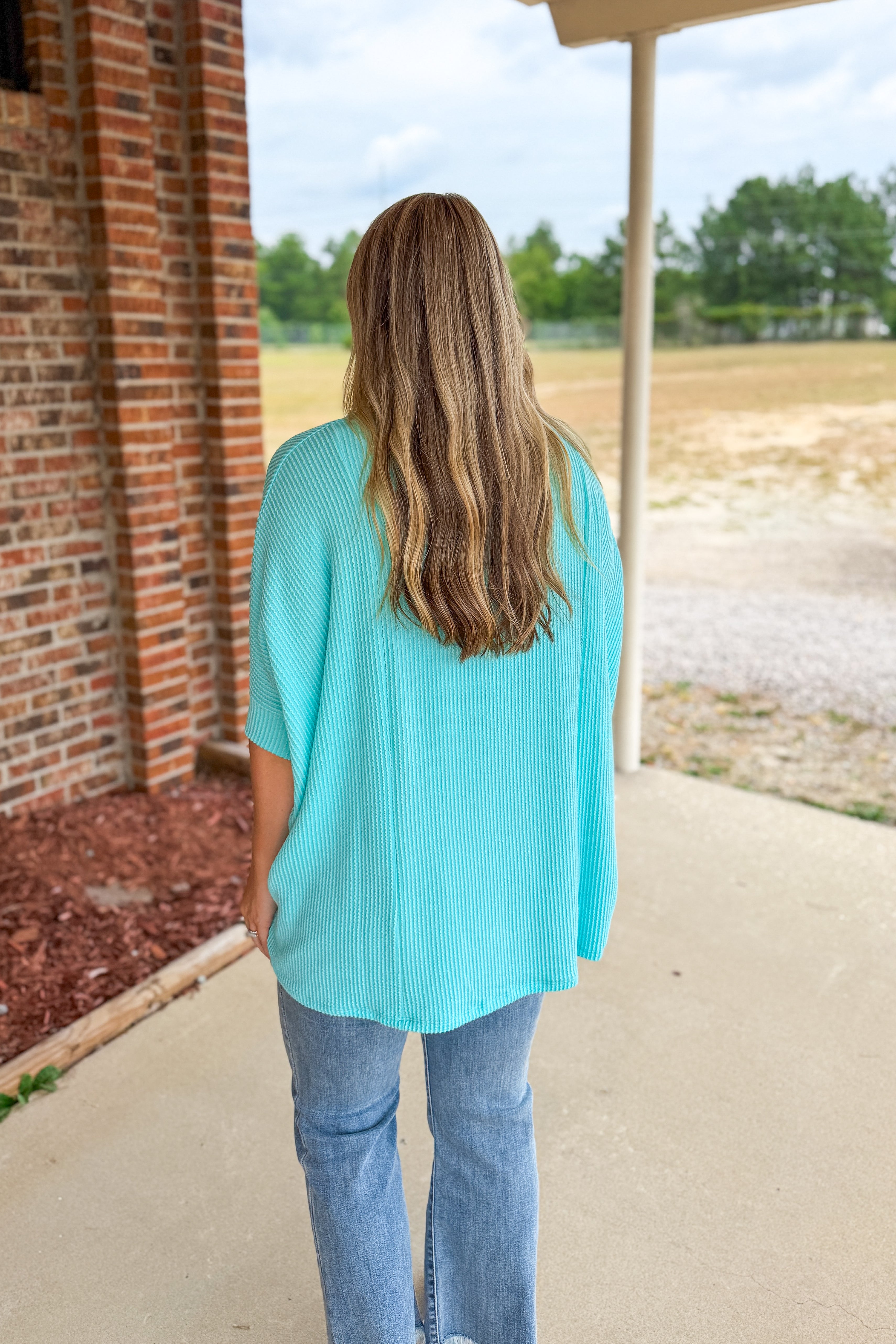 The Presley Ribbed Dolman Top, Mint