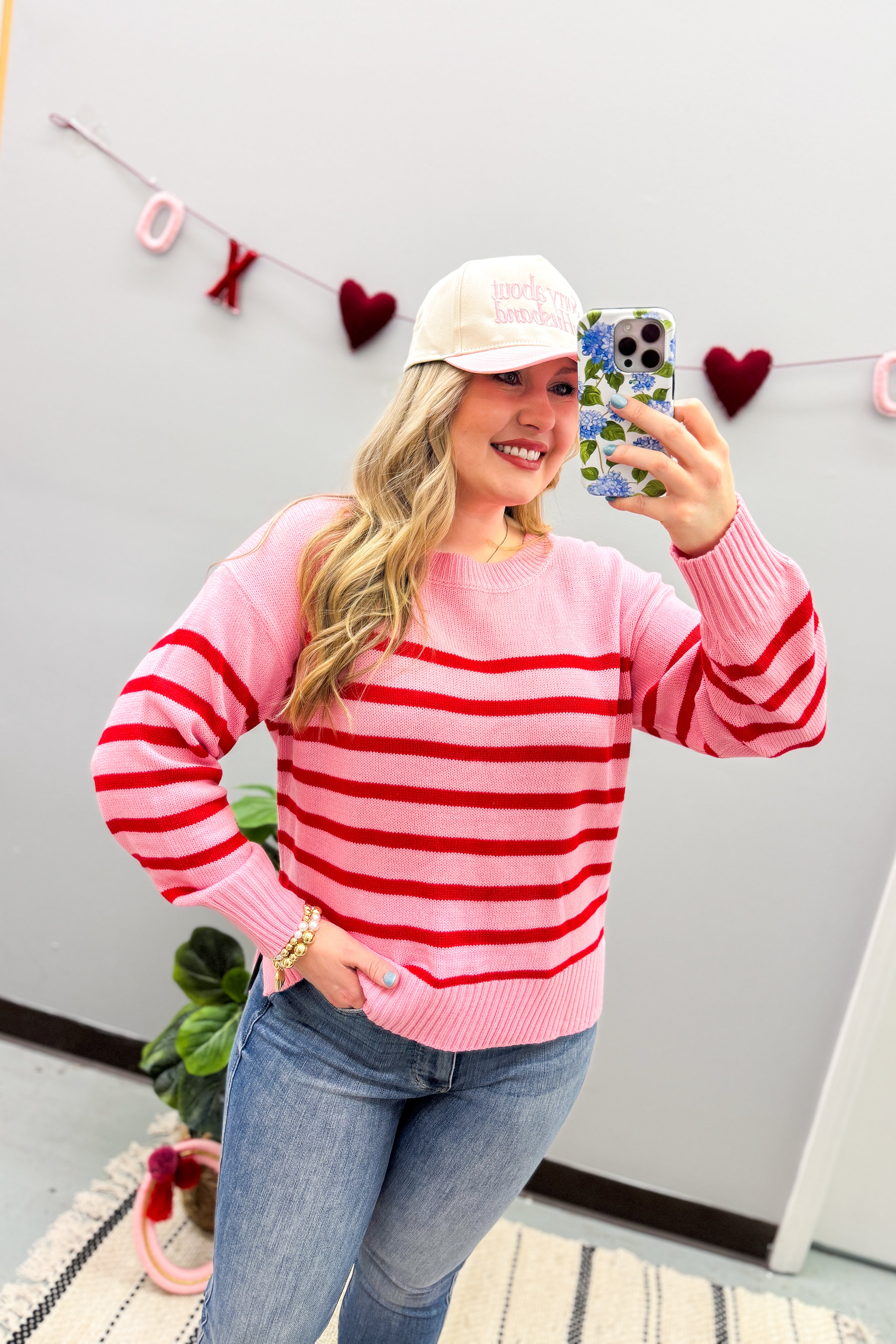 Pink and Red Stripe Sweater