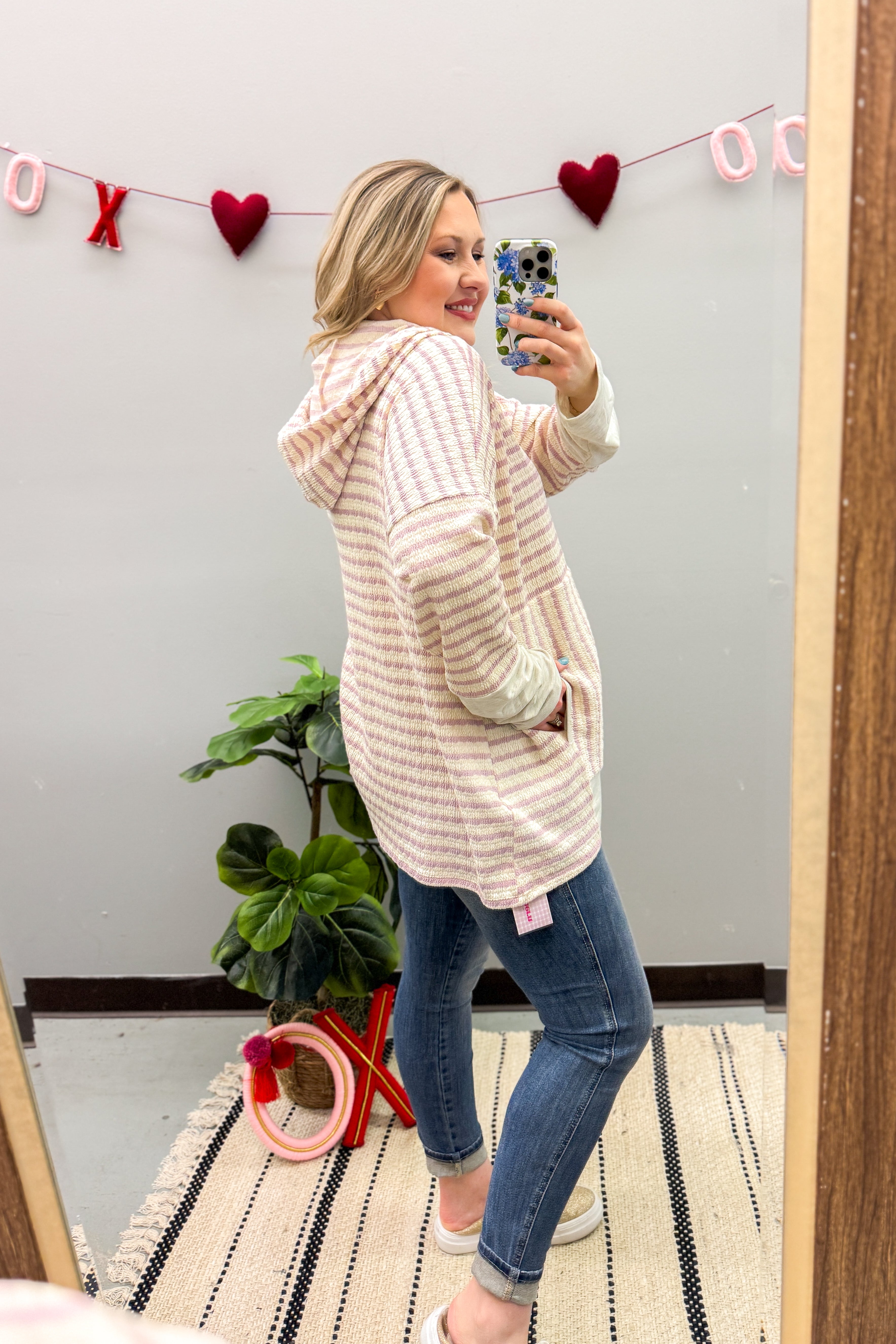 Sweet Little Nothing Stripe Pullover Top, Cream/Mauve