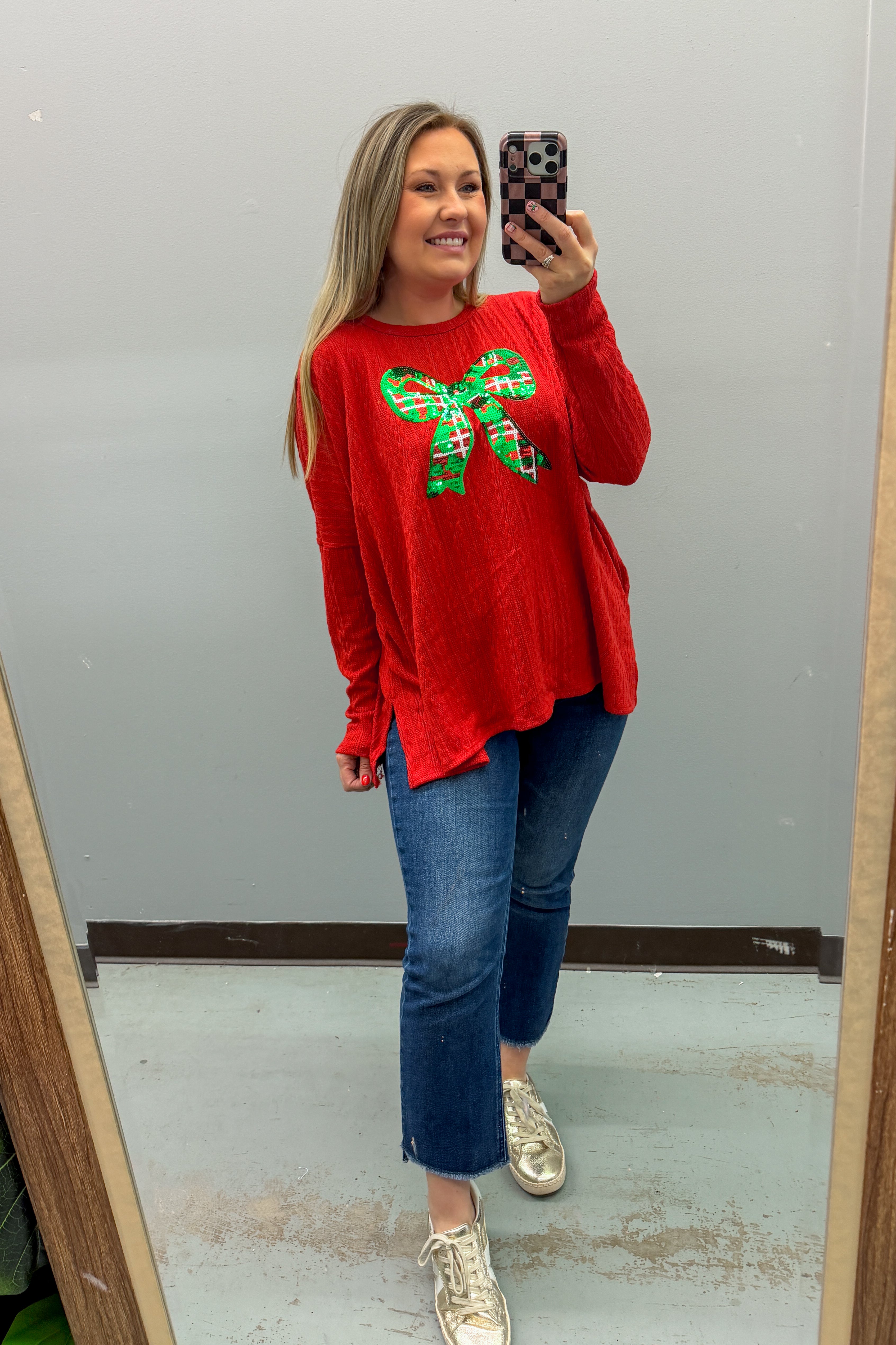 Christmas Charm Sequin Bow Top