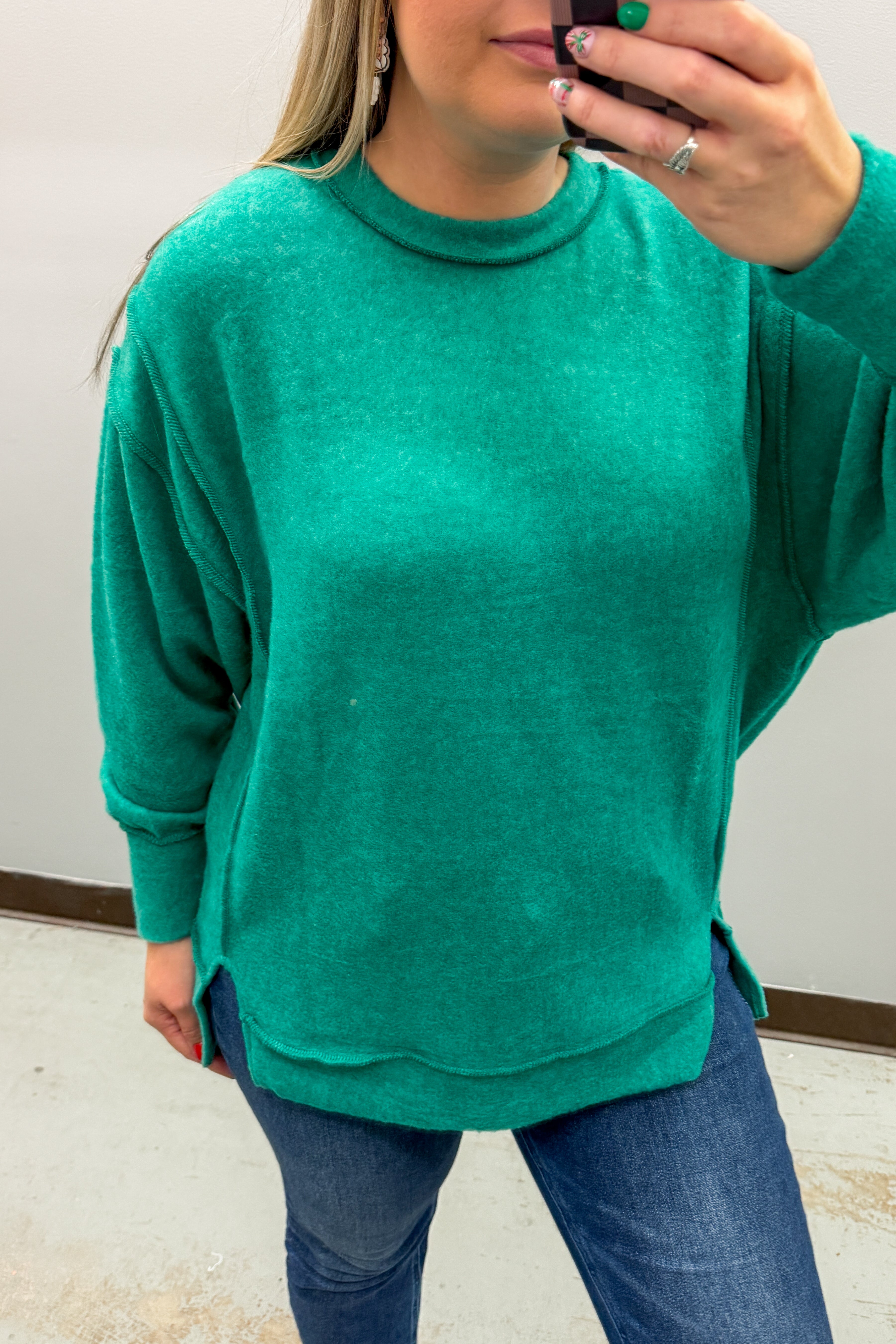 Casual Day Sweater Top, Forest Green